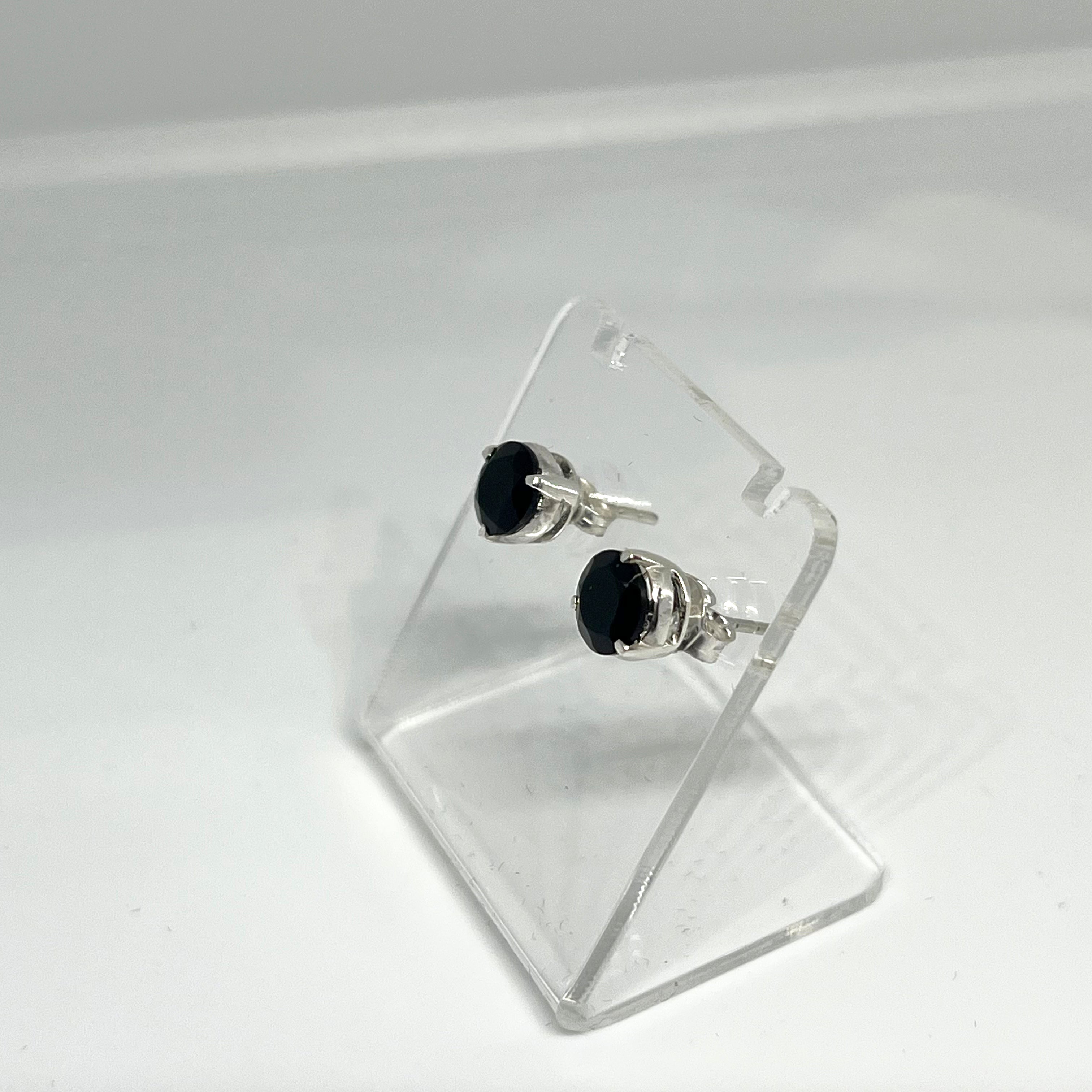 7mm Round Faceted Gemstone Stud Earrings - 3 Prong Set for Women (PSE006) | Perfect for Everyday Wear, Parties & Gifts