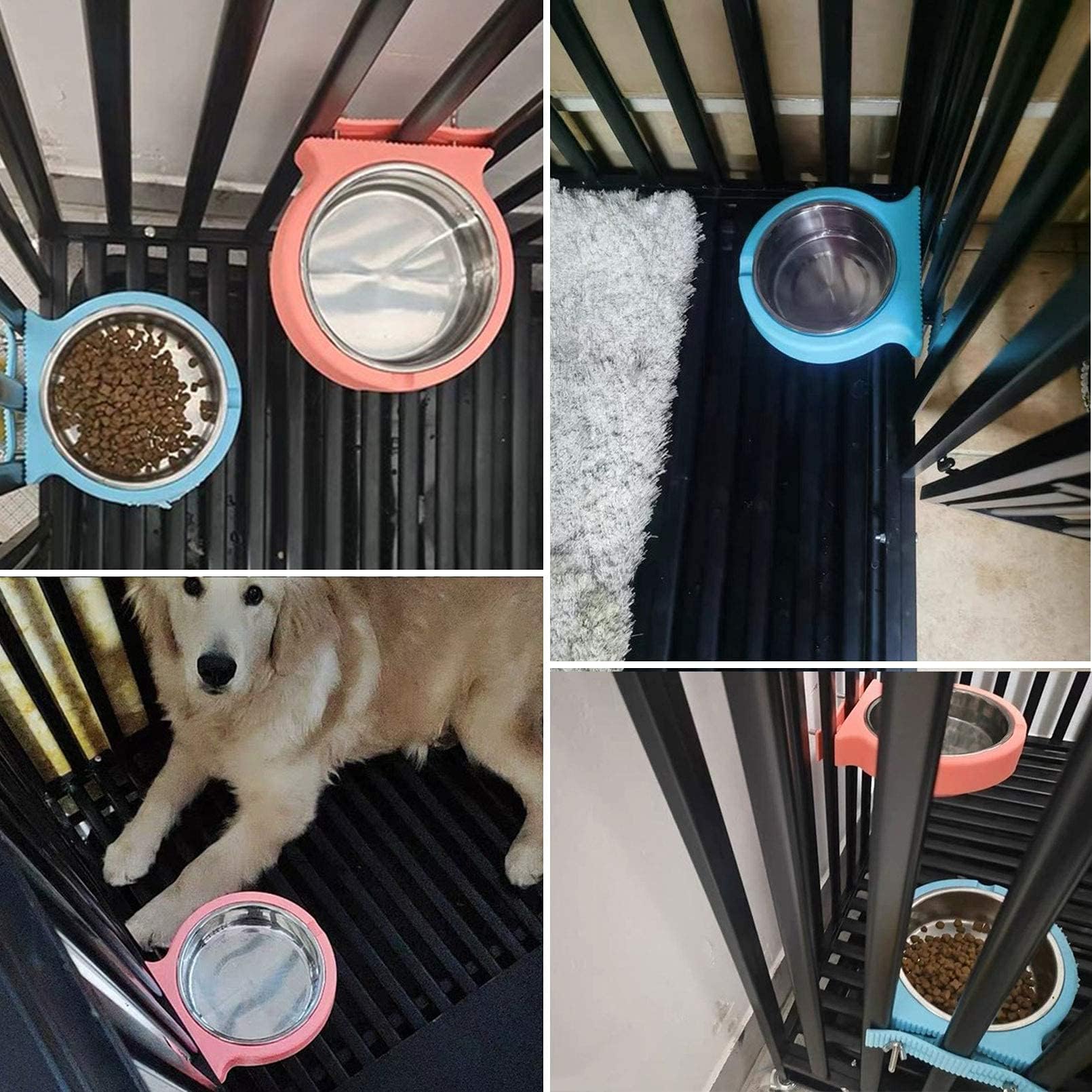 Kathson 2 Pack Stainless Steel Hanging Pet Bowls - Removable Food & Water Dish for Dogs, Cats, Rabbits, Birds & Small Animals | Perfect for Cages, Crates & Coops