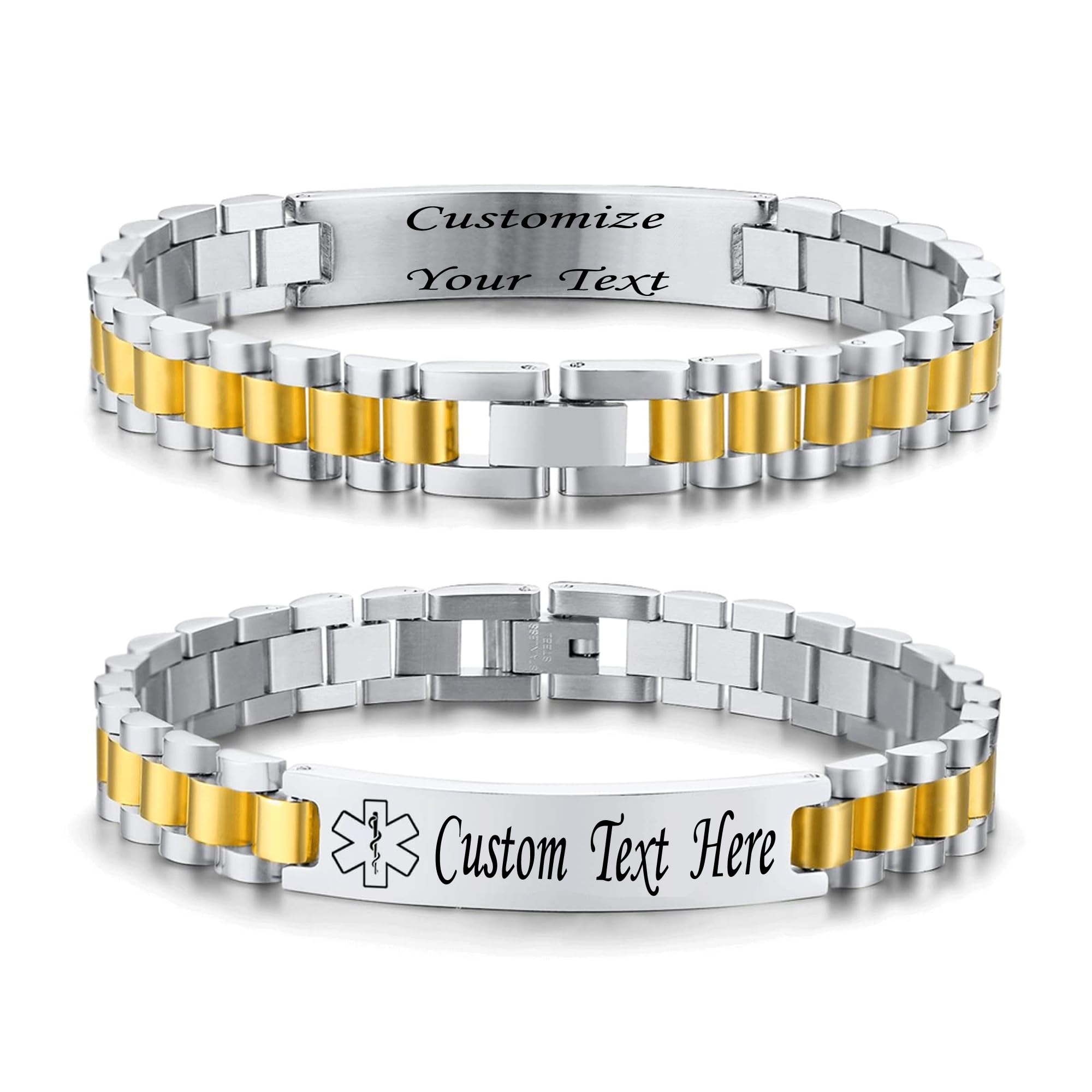 Medical Alert ID Bracelet for Men & Women - Stainless Steel Adjustable Emergency Medical Bracelet with Engraved Info - Perfect for Seniors, Diabetics & Allergy Sufferers