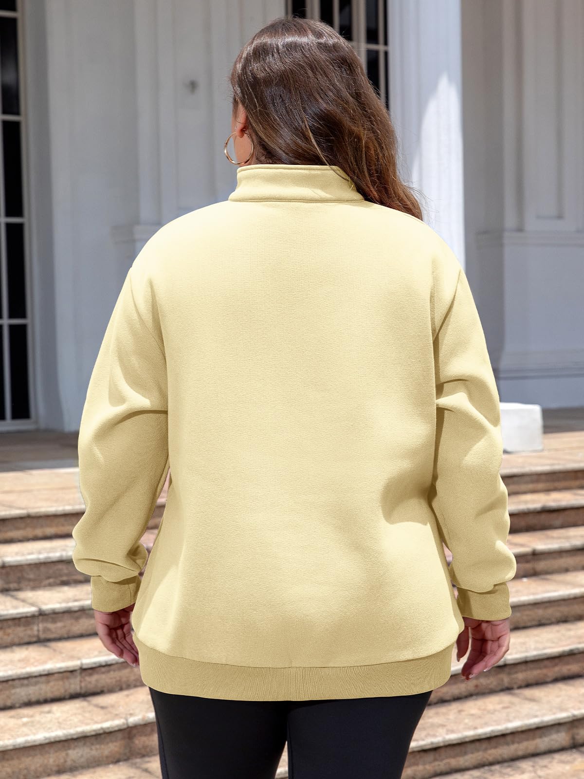 Women's Plus Size Half Zip Pullover Long Sleeve Oversized Sweatshirt Drop Shoulder Hoodie - Y2K Fashion for Teen Girls | Cozy Casual Wear for School, Street Style & Winter Outfits