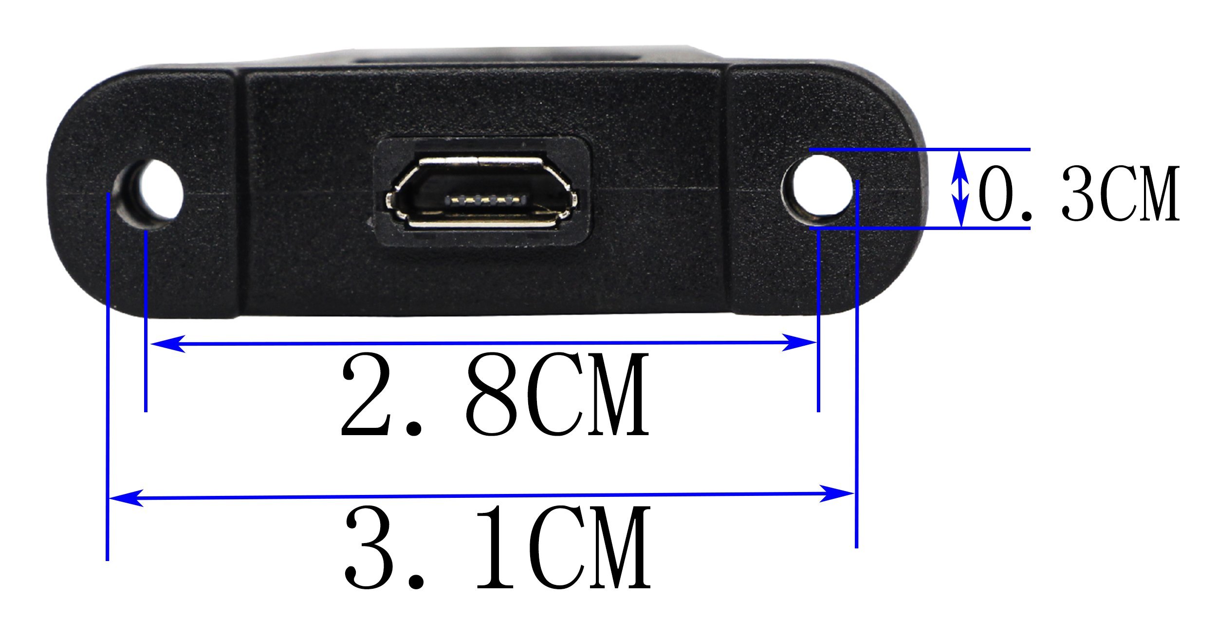 30cm Micro USB Panel Mount Cable - Male to Female Screw Mount Extension for Sync Charging & Data Transfer - Ideal for Car Audio, Industrial Control Panels & DIY Electronics Installations
