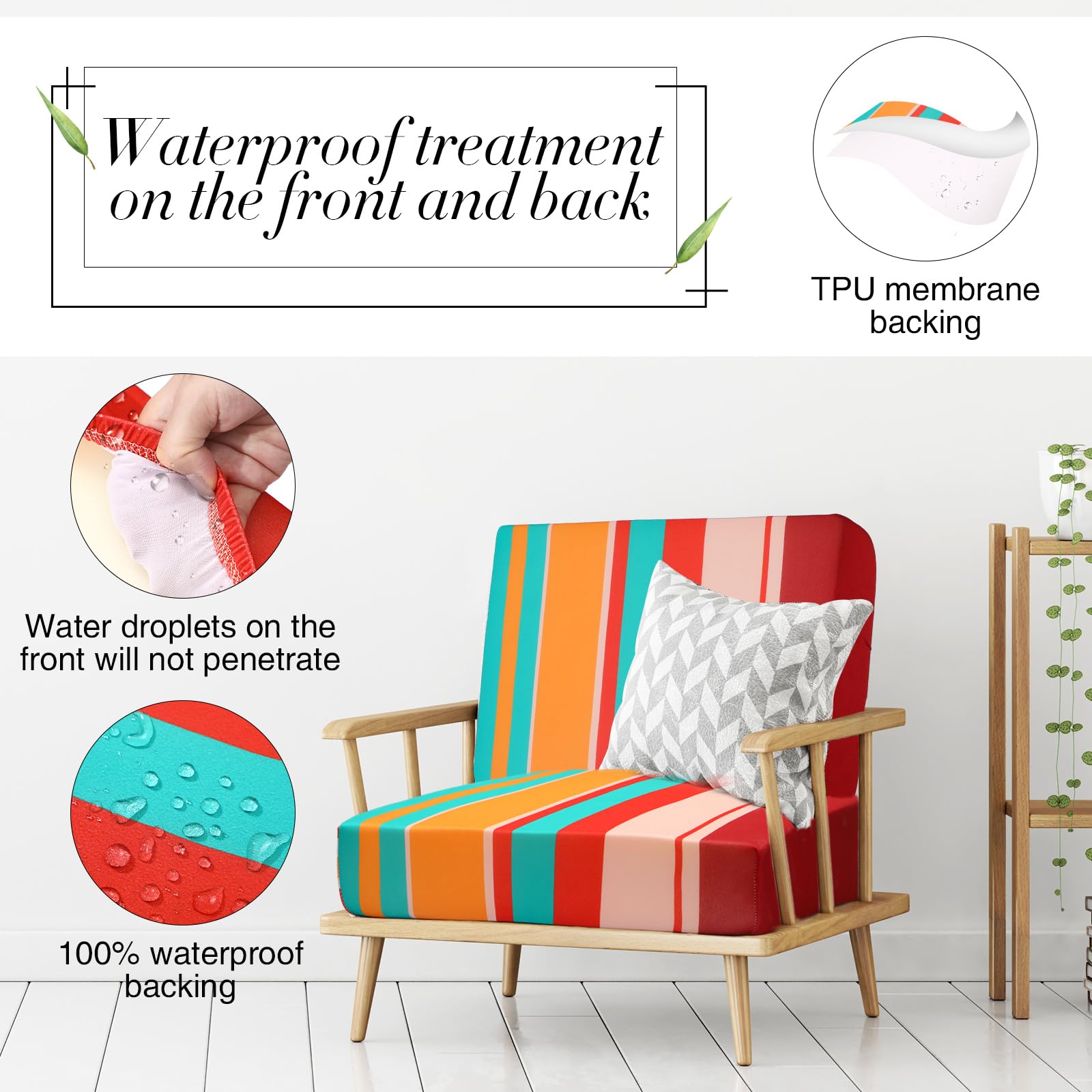 **Newwiee 8-Piece Stretch Sofa Cushion Covers - Waterproof Outdoor Patio Furniture Slipcovers, Soft & Durable Replacement Covers for Sofa, Chair, Loveseat (Trendy Colors) - Perfect for Backyard, Deck, Poolside & Garden**