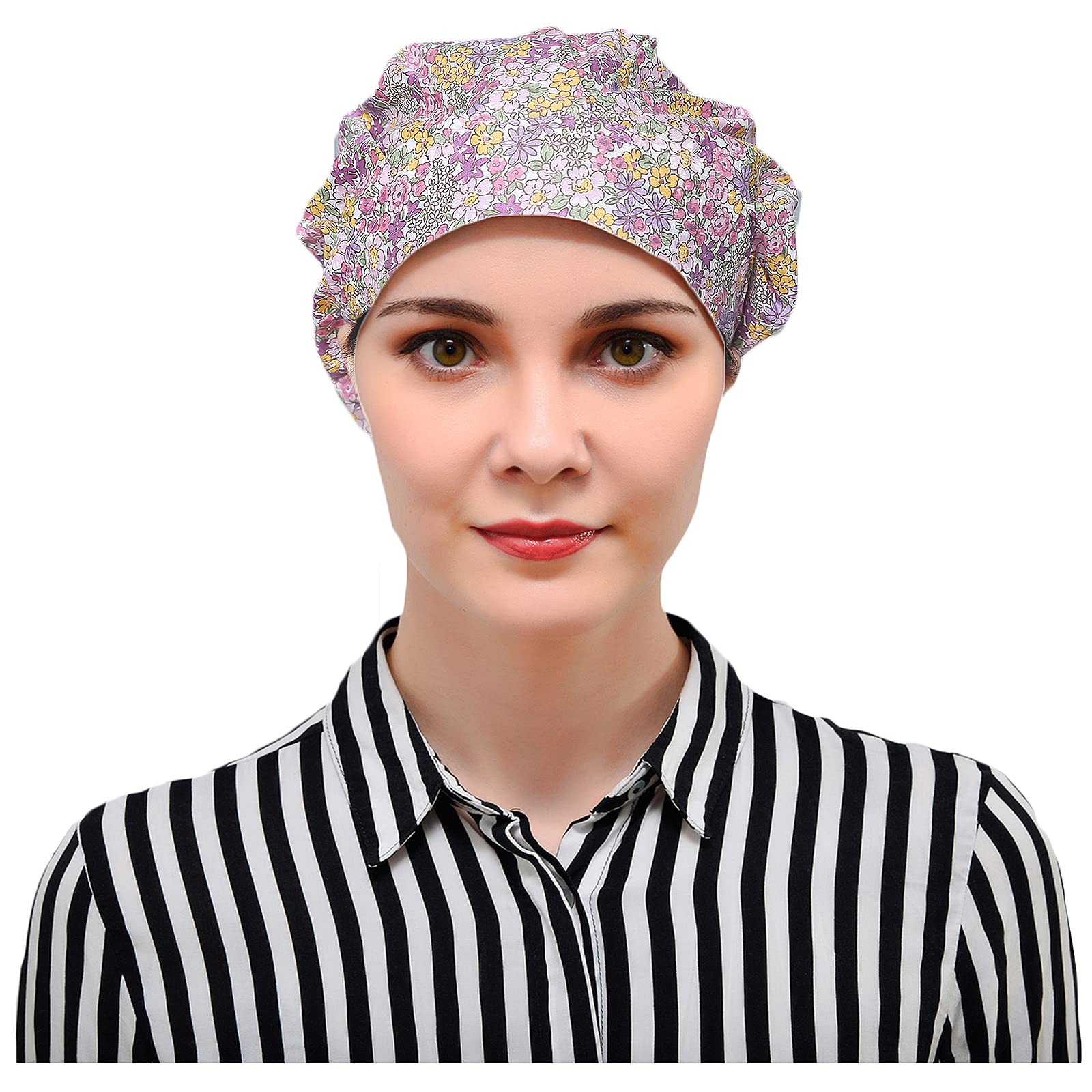 DREYOLIFE 3-Pack Cotton Bouffant Surgical Caps with Sweatband - Soft & Breathable Hair Covers for Nurses, Doctors, Tattoo Artists & Salon Professionals - Ideal for Medical, Food Service & Beauty Industry Use