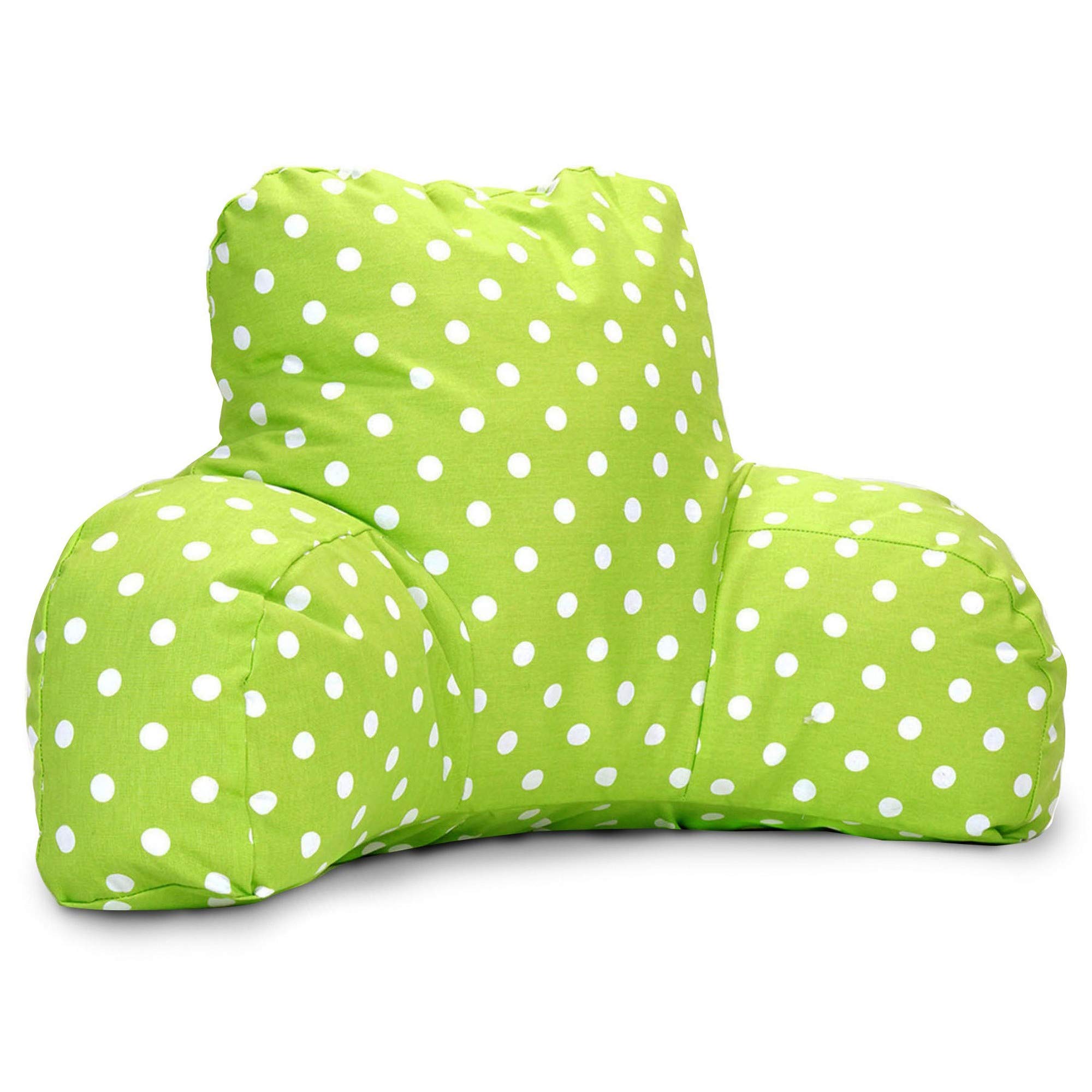 Majestic Home Goods Small Polka Dot Reading Pillow - Lime Green Comfort Cushion for Bed, Sofa & Reading Nook - Perfect for Kids, Teens & Adults