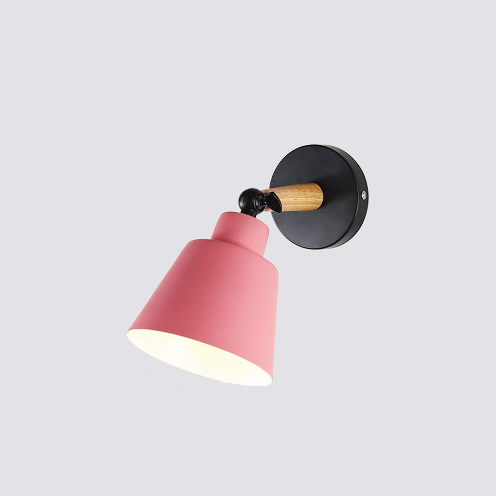 Modern Adjustable E27 Wall Light - Nordic Style Bedside Lamp, Wall Sconce with LED Lighting for Bedroom, Corridor, Hotel Decor | Macaron Color Pink | Perfect for Home, Room, Aisle and Background Wall Decor