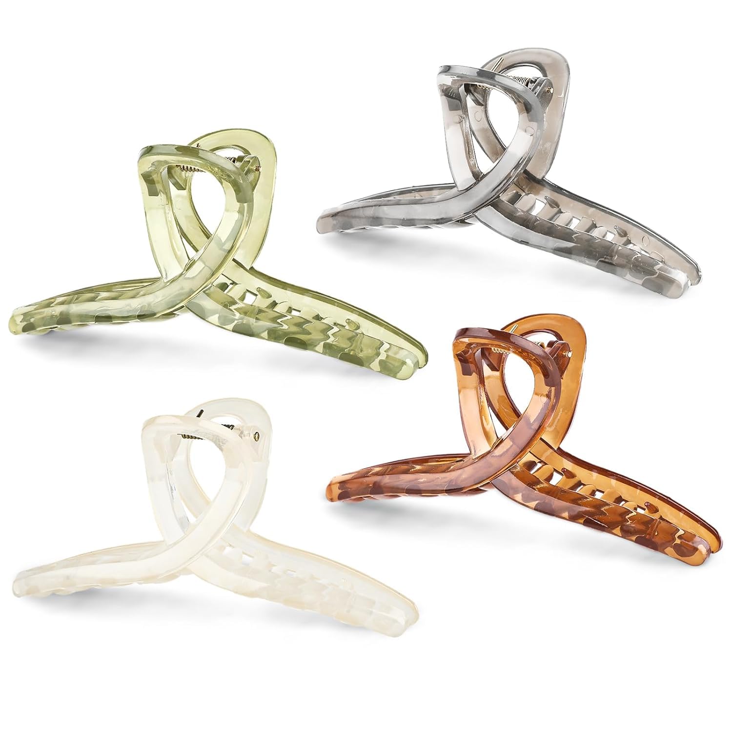 Large Butterfly Hair Claw Clips for Women - Jelly Hair Clips for Girls with Long Thick Hair (4 Colors) - Perfect for Updos, Ponytails & Everyday Hairstyles