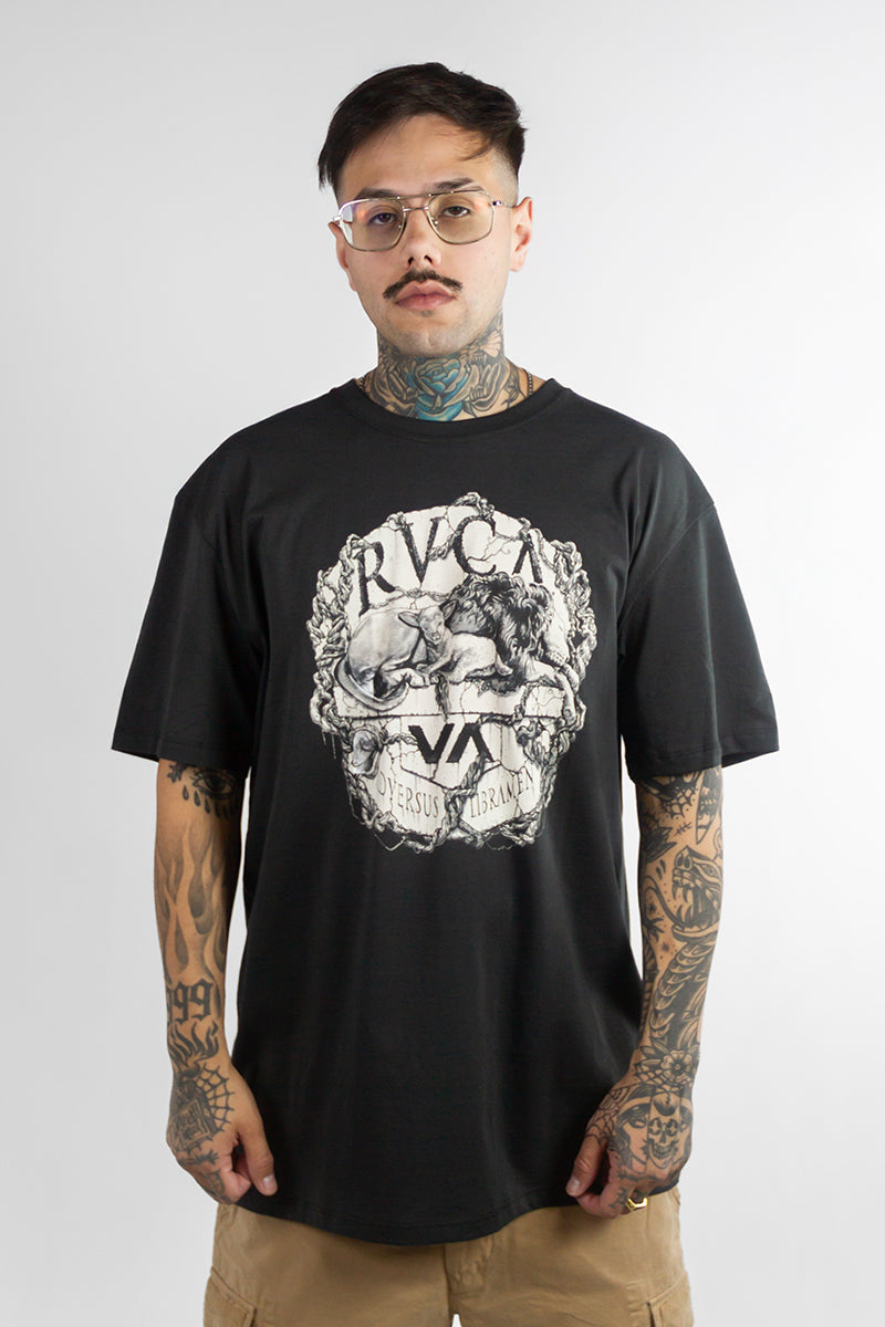 RVCA Lion & Lamb T-Shirt for Men - Premium Cotton Graphic Tee - Streetwear & Casual Style - Perfect for Everyday Wear, Gym, and Outdoor Activities