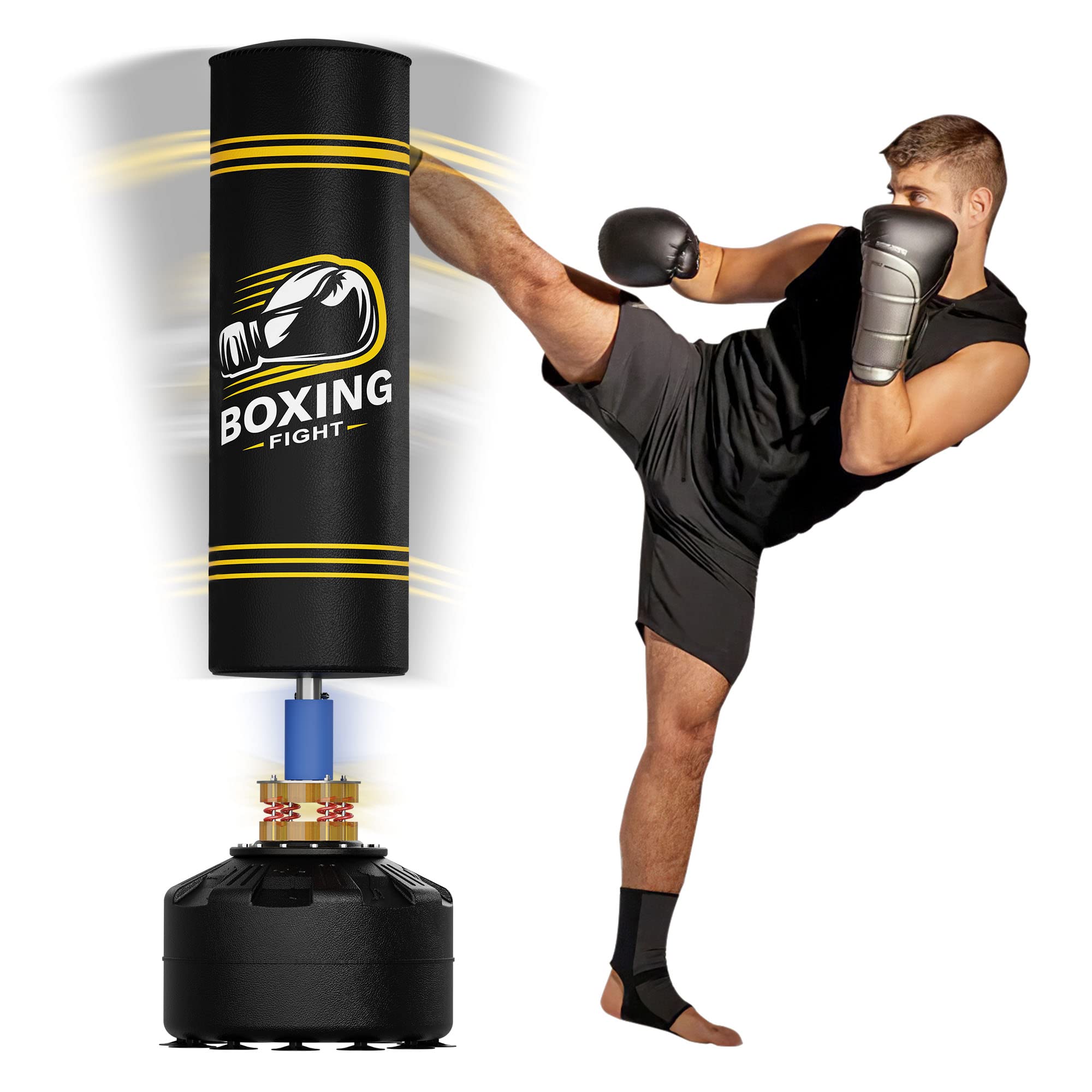 Elevens Freestanding Punching Bag - Heavy Duty Boxing Training Equipment for Adults & Kids - Perfect for Home Gym, Martial Arts, and Fitness Workouts