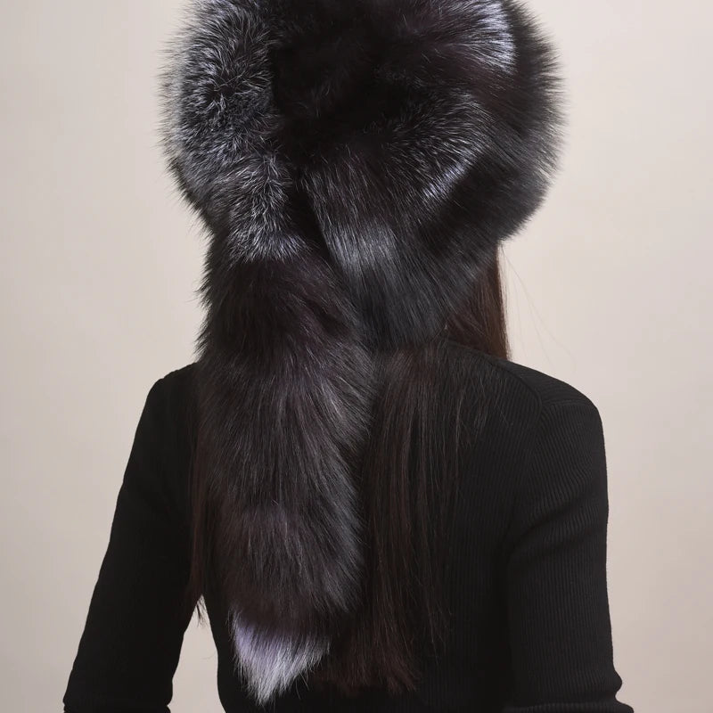 Women's Winter Bomber Hat - Genuine Natural Fox Fur Cap for Cold Weather, Outdoor Activities & Fashion | Cozy & Stylish for Skiing, Snowboarding & Winter Travel