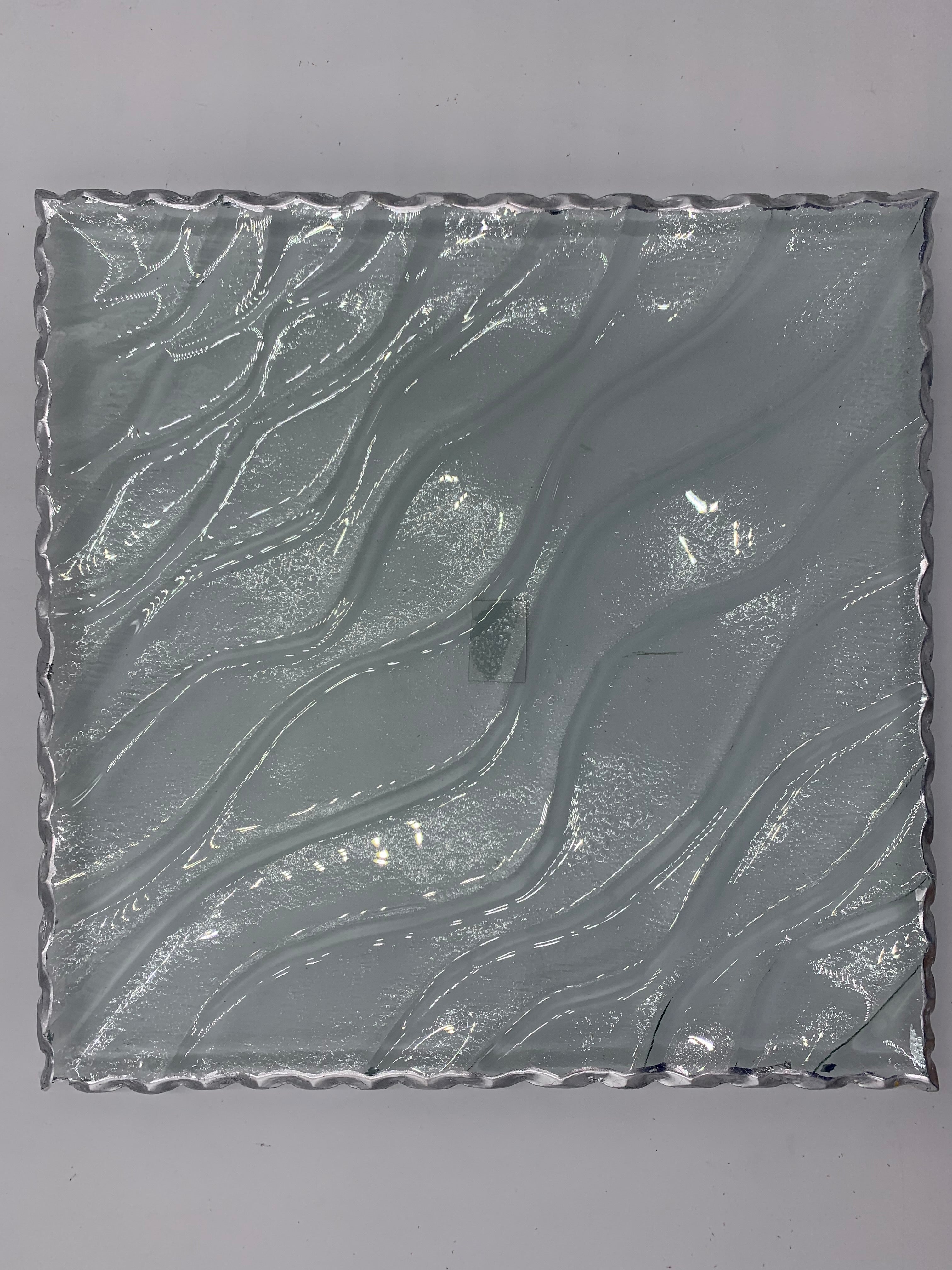 12-Piece Square Glass Plates with Silver Rim - Elegant Dinnerware Set for Parties, Weddings & Special Occasions