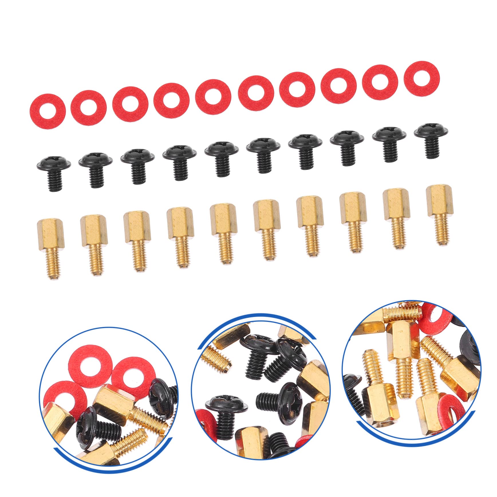 Homoyoyo 3 Sets Computer Case Screws Kit - Motherboard Screws, Standoffs, Spacers & Cooler Standoffs - Carbon Steel Laptop Monitor Stand & Chassis Insulation Gasket for PC Building & Repair (Perfect for DIY Computer Assembly & Upgrades)