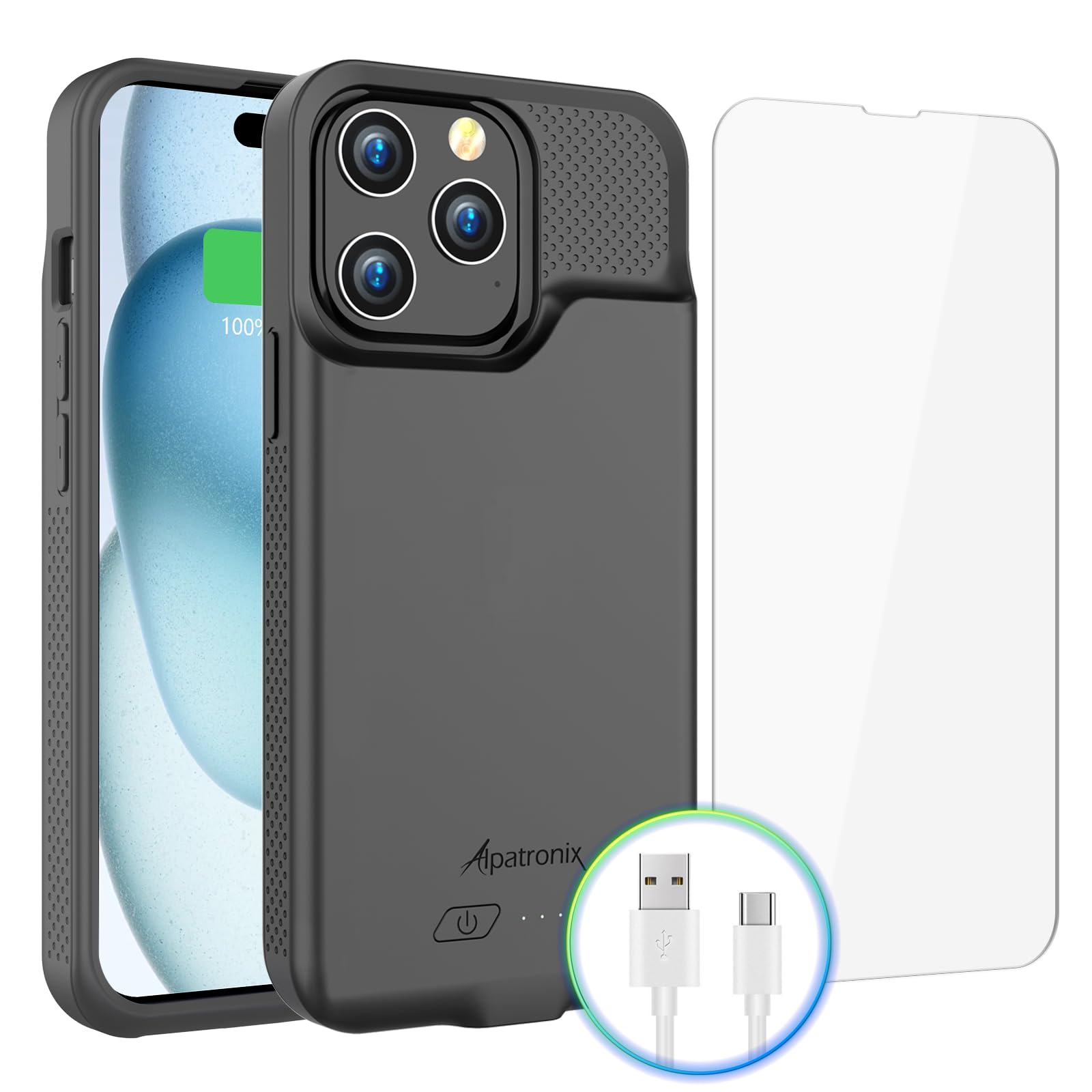 Alpatronix iPhone 15 Pro Max & 15 Plus Battery Case - 15W Fast Charging, Slim Protective Power Bank for Extended Battery Life | Perfect for Travel, Work & Outdoor Activities