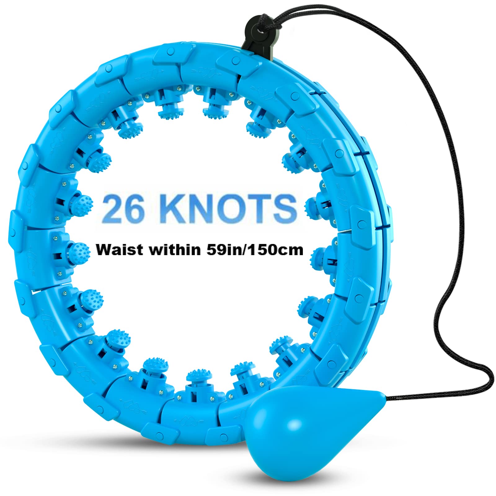 Smart Weighted Hula Hoop for Adults - 26 Detachable Knots Adjustable Fitness Hoop with Auto-Spinning Ball, 2-in-1 Abdominal Workout & Massage for Weight Loss - Perfect for Home Gym, Outdoor Exercise and Core Strengthening