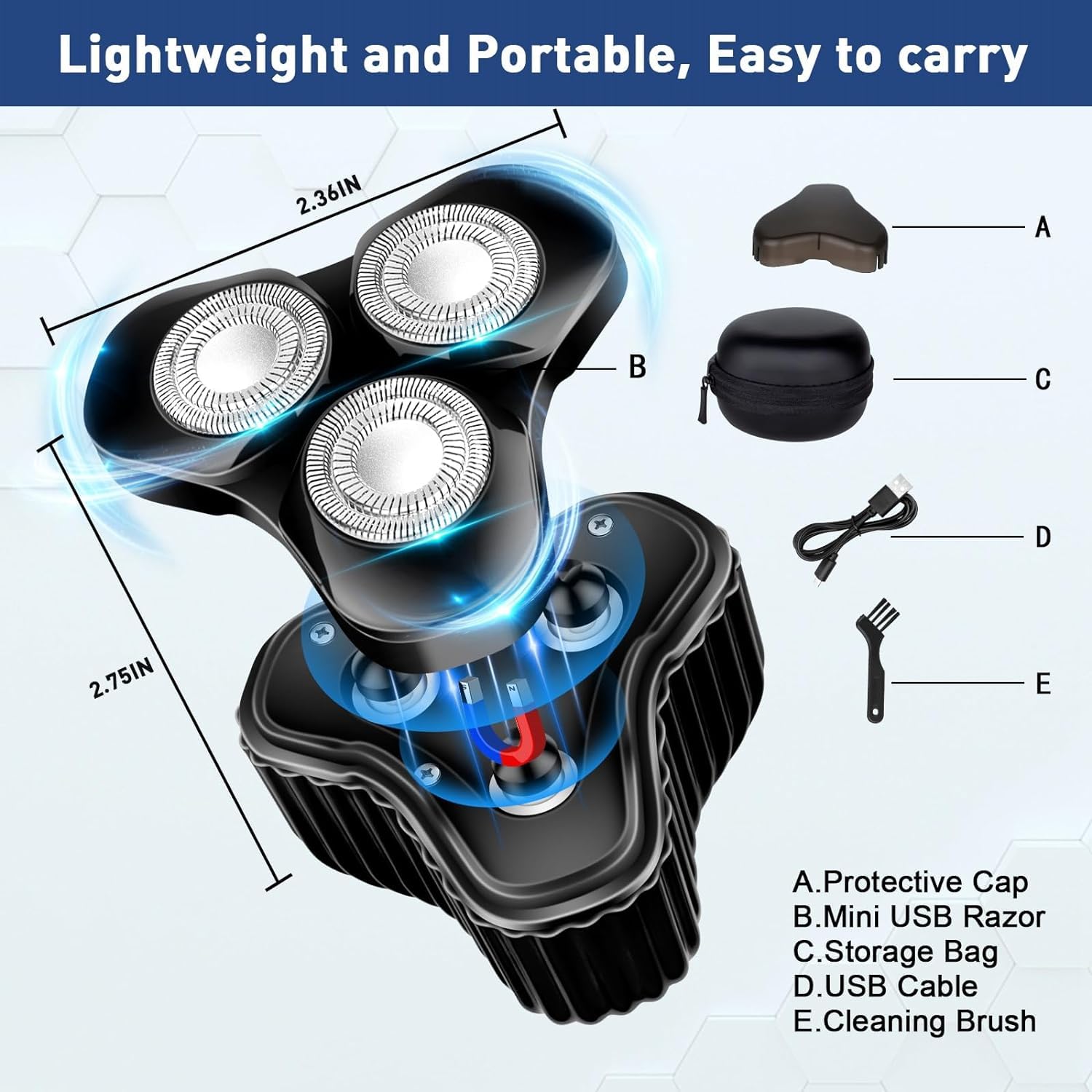 Portable Mini Electric Shaver for Men - USB Rechargeable Travel Shaver, Waterproof & Compact Facial Hair Trimmer for Car, Business Trips & Daily Grooming | Perfect for On-the-Go Shaving & Travel Essentials