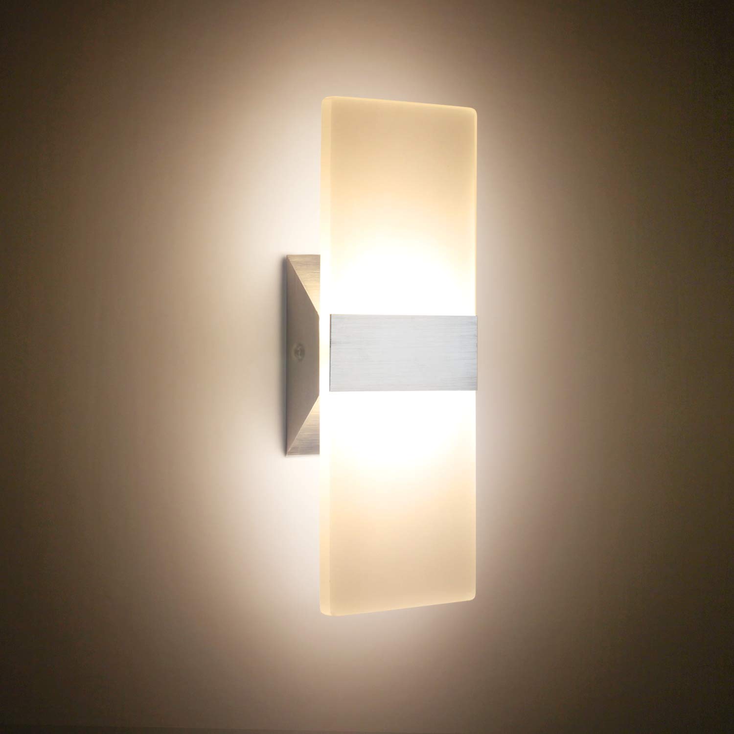 Modern LED Acrylic Wall Sconce Lighting - 12W Warm White 2700K Up Down Wall Lamp - Bedroom, Corridor, Stairs, Bathroom Indoor Lighting Fixture - Non-Dimmable Home Decor (1 Pack) - Perfect for Ambient Lighting in Living Rooms, Hallways, and Entryways