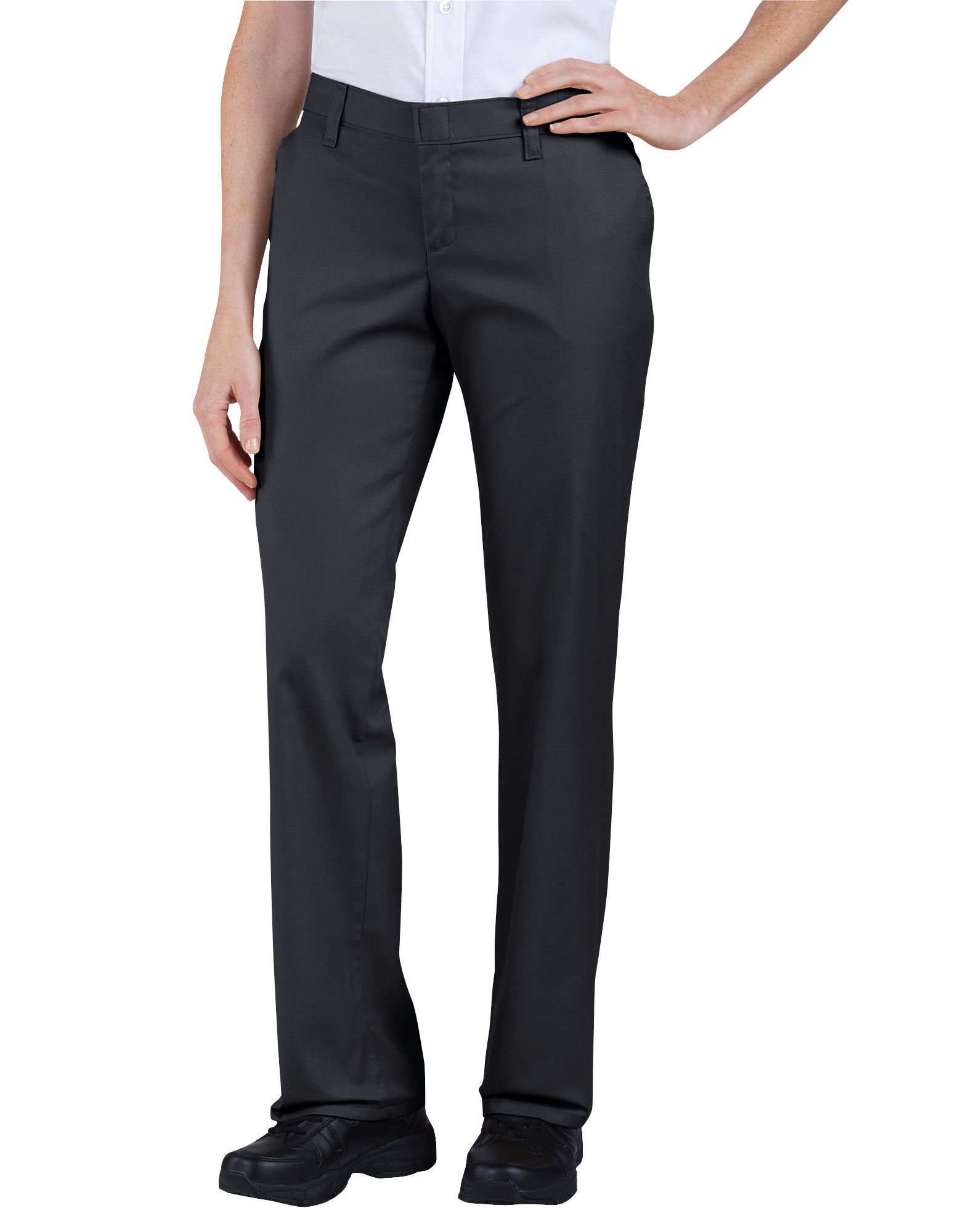 Dickies Women's Premium Relaxed Straight Flat Front Wrinkle Resistant Work Pants - Dow Charcoal, Size 16 - Comfortable Office & Casual Wear for Professional Women