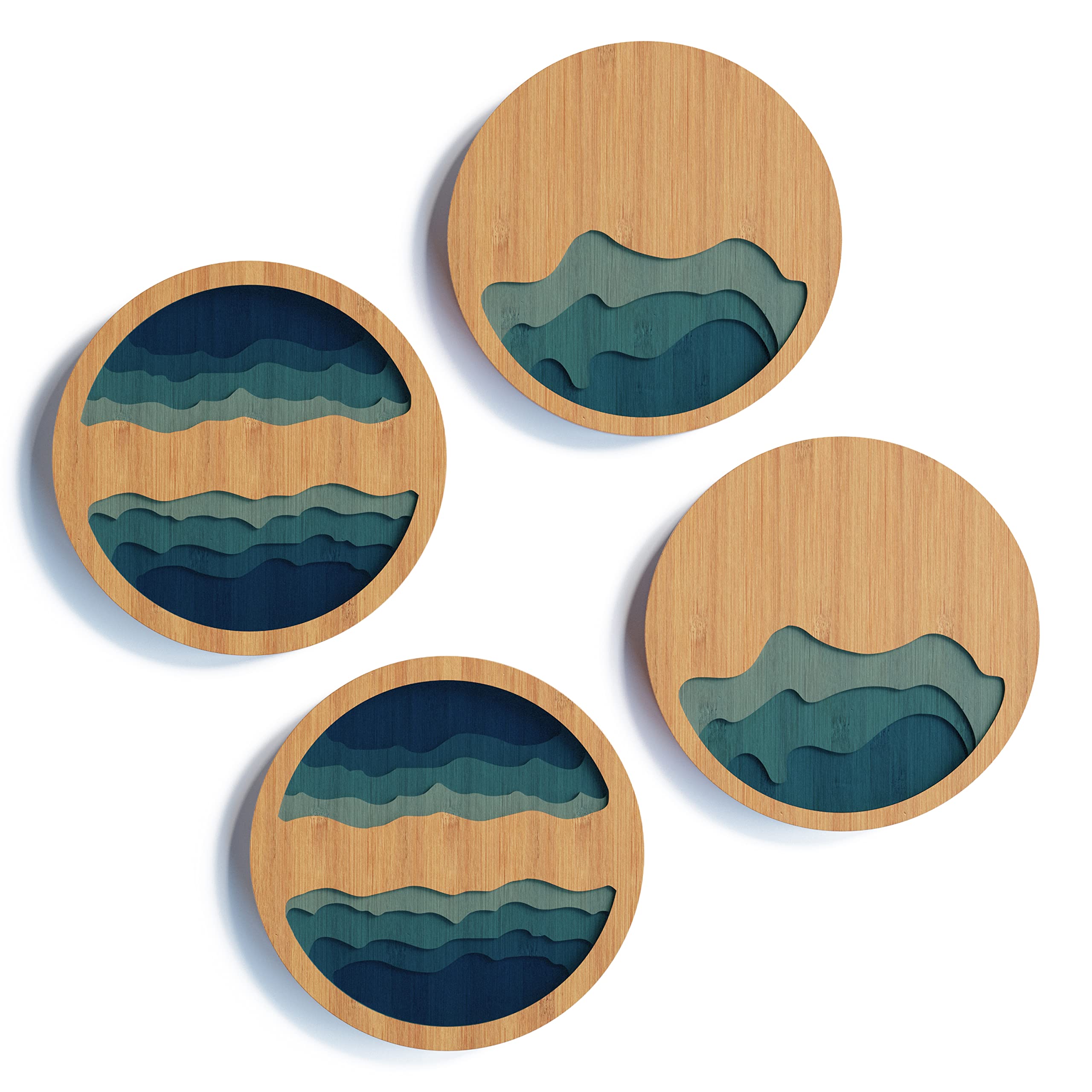 Premium Bamboo Drink Coasters Set of 4 - 3.5