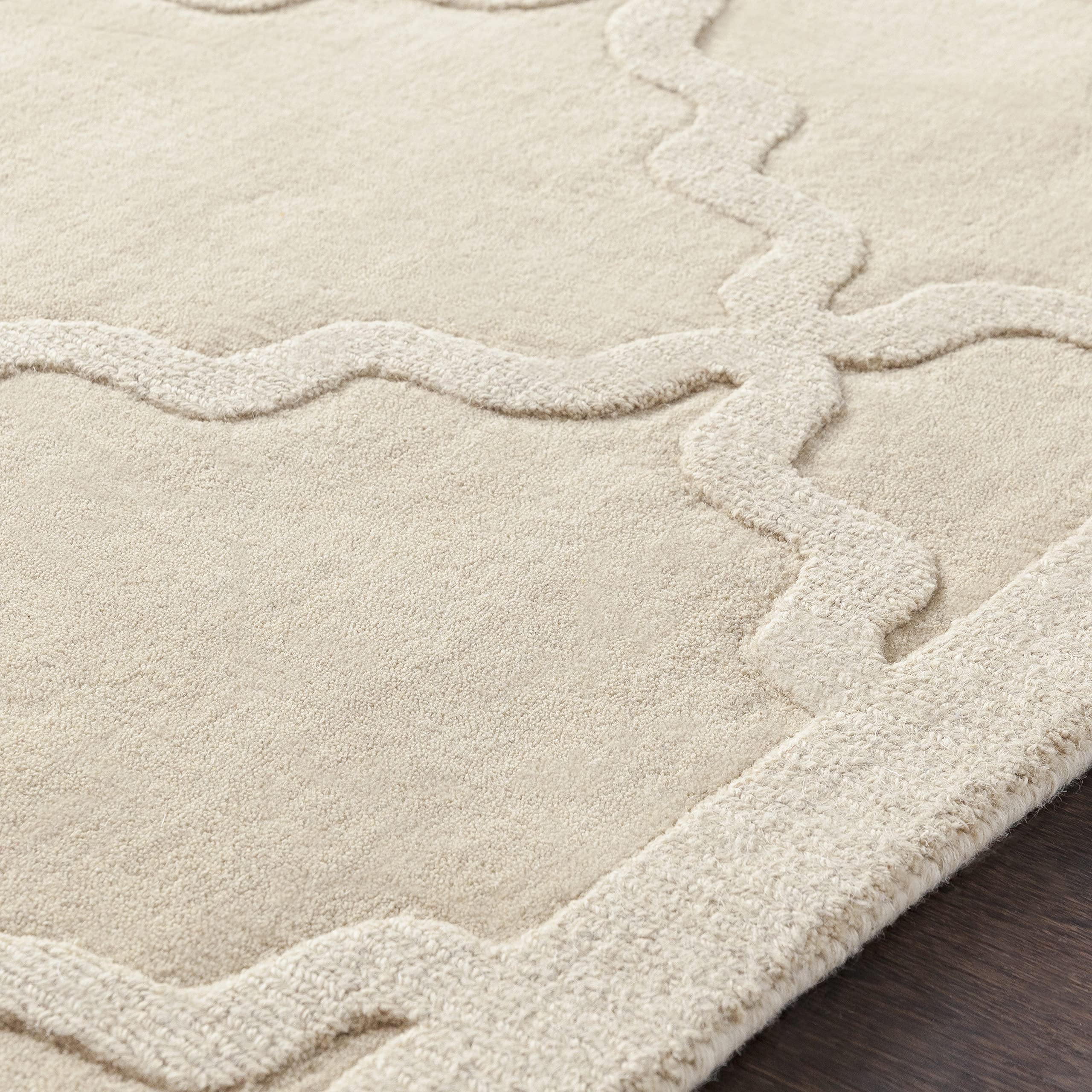Premium 8ft Round Wool Area Rug - Modern Cream Carpet for Living Room, Bedroom, Kitchen | Soft & Durable Handmade Rug | Perfect for Home Decor, Cozy Spaces & High-Traffic Areas (7'9