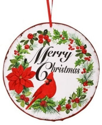 5-Pack Round MDF Cardinal Christmas Ornaments - Handmade Holiday Decor for Tree, Wreath & Gift Wrapping (Winter Bird Theme) - Perfect for Christmas Tree Decorating, Fireplace Mantel Display & Festive Home Decor