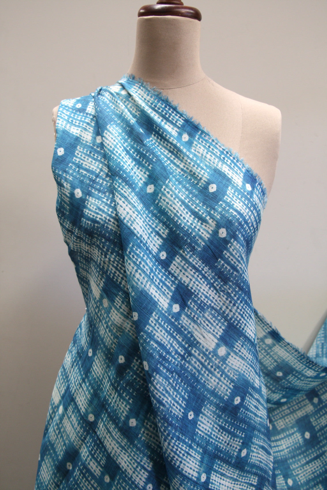 Blue Dot Batik Fabric - Handmade Indonesian Batik Textile for Clothing, Home Decor & DIY Crafts | Perfect for Dresses, Scarves, and Wall Hangings