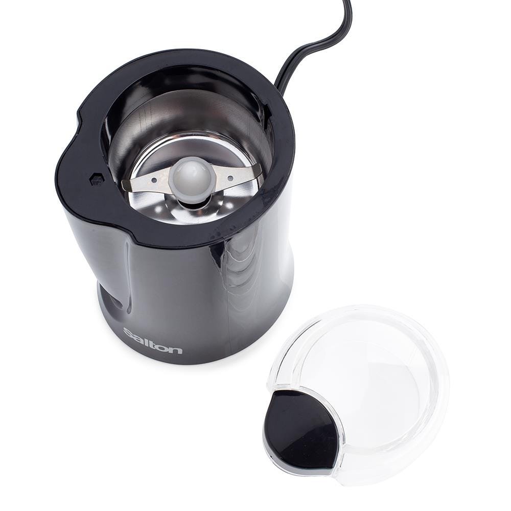 Premium SALTON CG1990BK Electric Coffee Grinder for Beans, Spices & Herbs - Perfect for Home Kitchens & Coffee Shops
