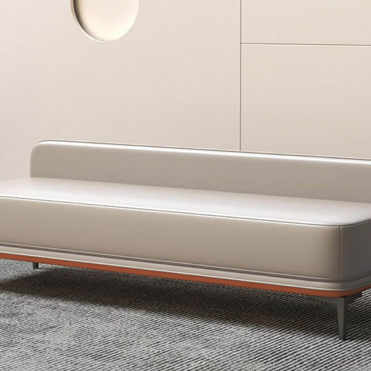 Modern Grey Faux Leather Ottoman with Wood Frame & Sponge Cushion - Perfect for Living Room, Bedroom or Office Footrest & Extra Seating