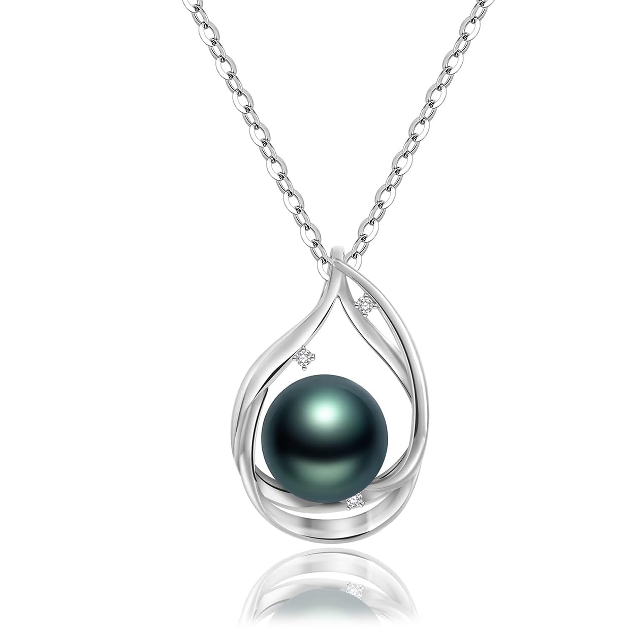 Tahitian Black Pearl Necklace for Women - 18K Gold Plated Sterling Silver Pearl Pendant - Elegant Gift for Wife, Mom, Girlfriend - Perfect for Wedding, Birthday, Anniversary, Mother's Day, Valentine's Day & Christmas - Luxury Jewelry for Special Occasions & Evening Events
