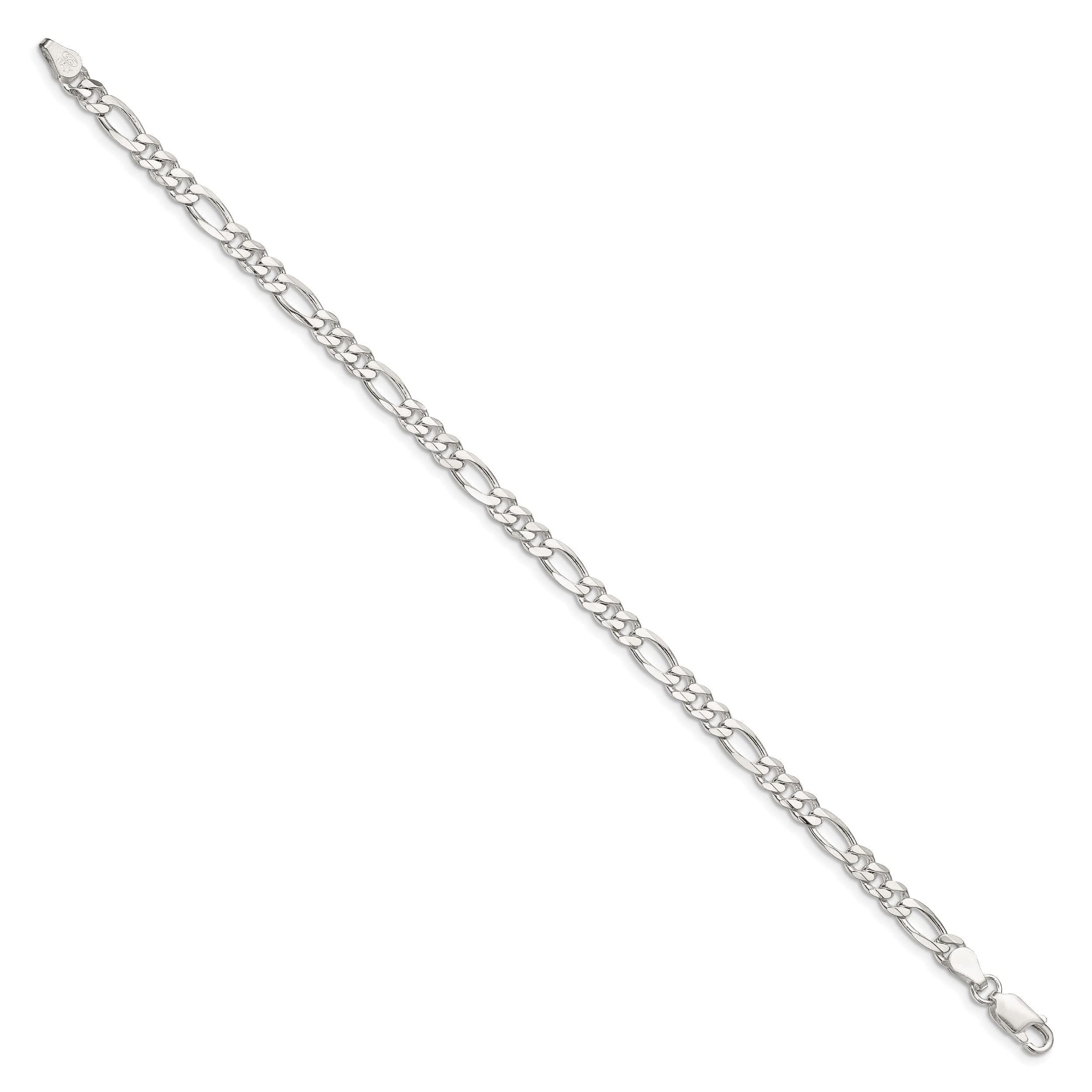 IceCarats 925 Sterling Silver 4.5mm Figaro Link Chain Anklet - Dainty Summer Beach Foot Jewelry for Women, Perfect for Vacation, Pool Party & Boho Style Outfits