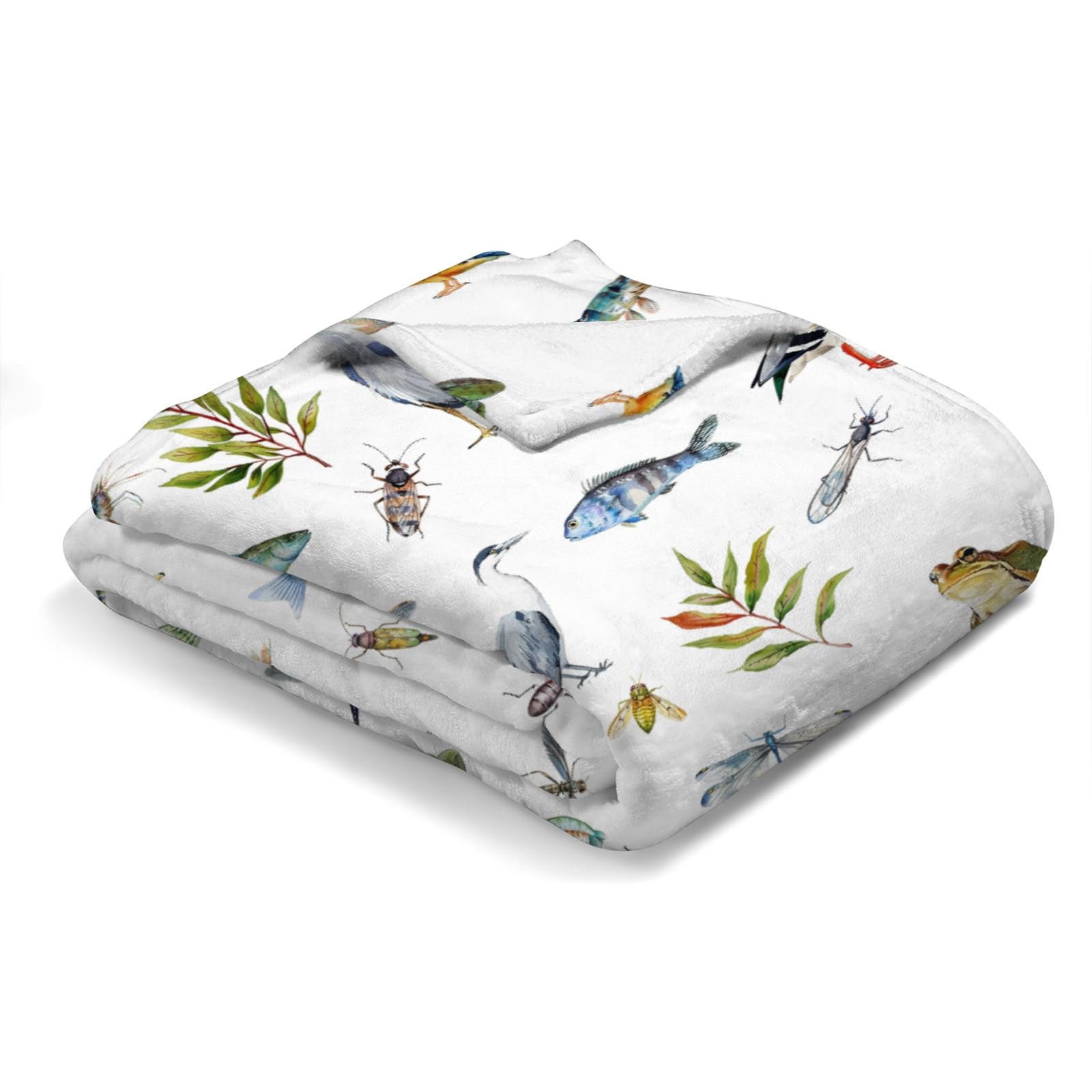 Wildlife Pond Baby Blanket for Boys & Girls - Soft Flannel Swaddle Blanket with Wild Animals, Frogs, Ducks, Fish & Birds Design - 30x40 Inch Nursery Blanket for Toddlers, Crib & Playmats | Perfect for Baby Showers, Hunting Themed Nurseries & Outdoor Photography Props