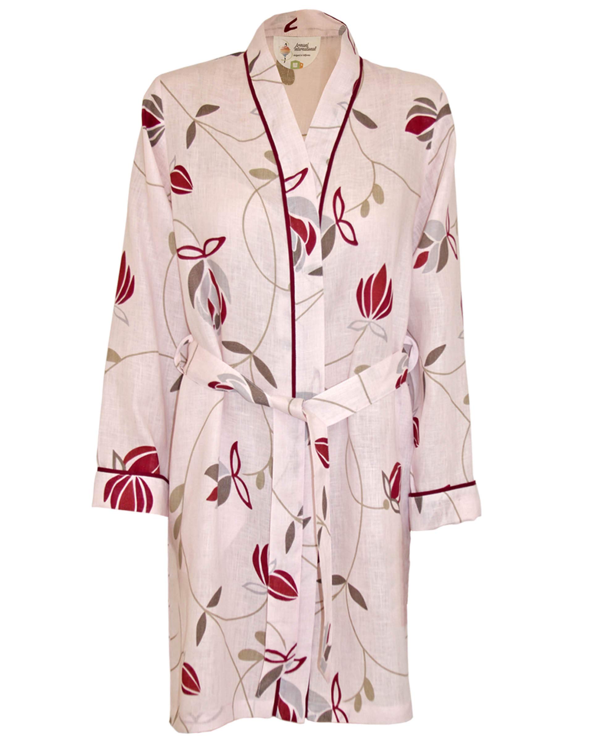 Elegant English Rose Floral Kimono Robe with Shorts & Nightgown Set - Handcrafted in Europe - Perfect for Spa, Loungewear & Bridal Gift