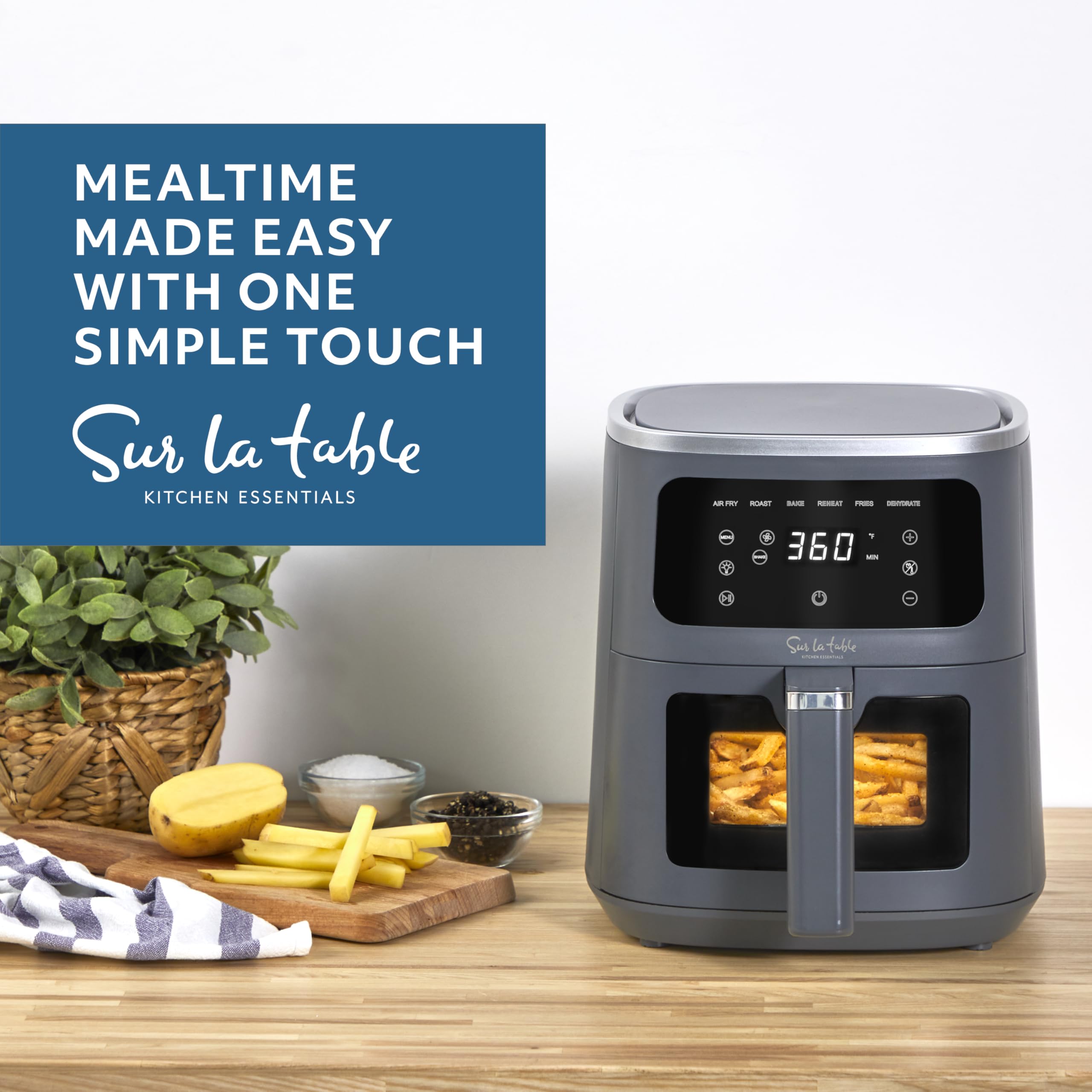 4.2 Quart Digital Air Fryer with View Window - LED Touchscreen, 6 Presets & Shake Indicator - 1300W for Air Frying, Baking, Roasting & Broiling - Perfect for Quick Meals, Healthy Cooking & Family Dinners