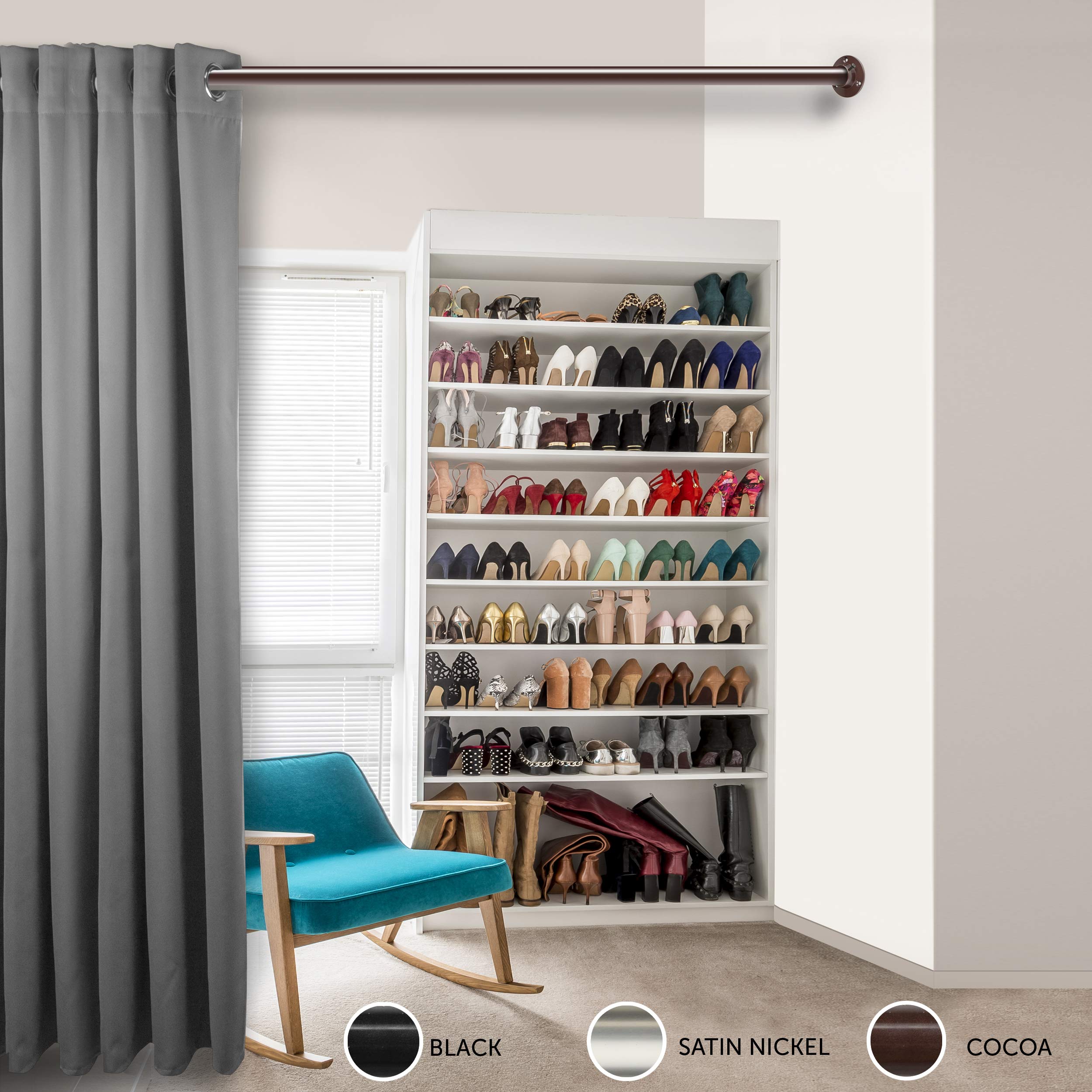 Premium Heavy Duty Adjustable Closet Rod with Socket Set - 1.5