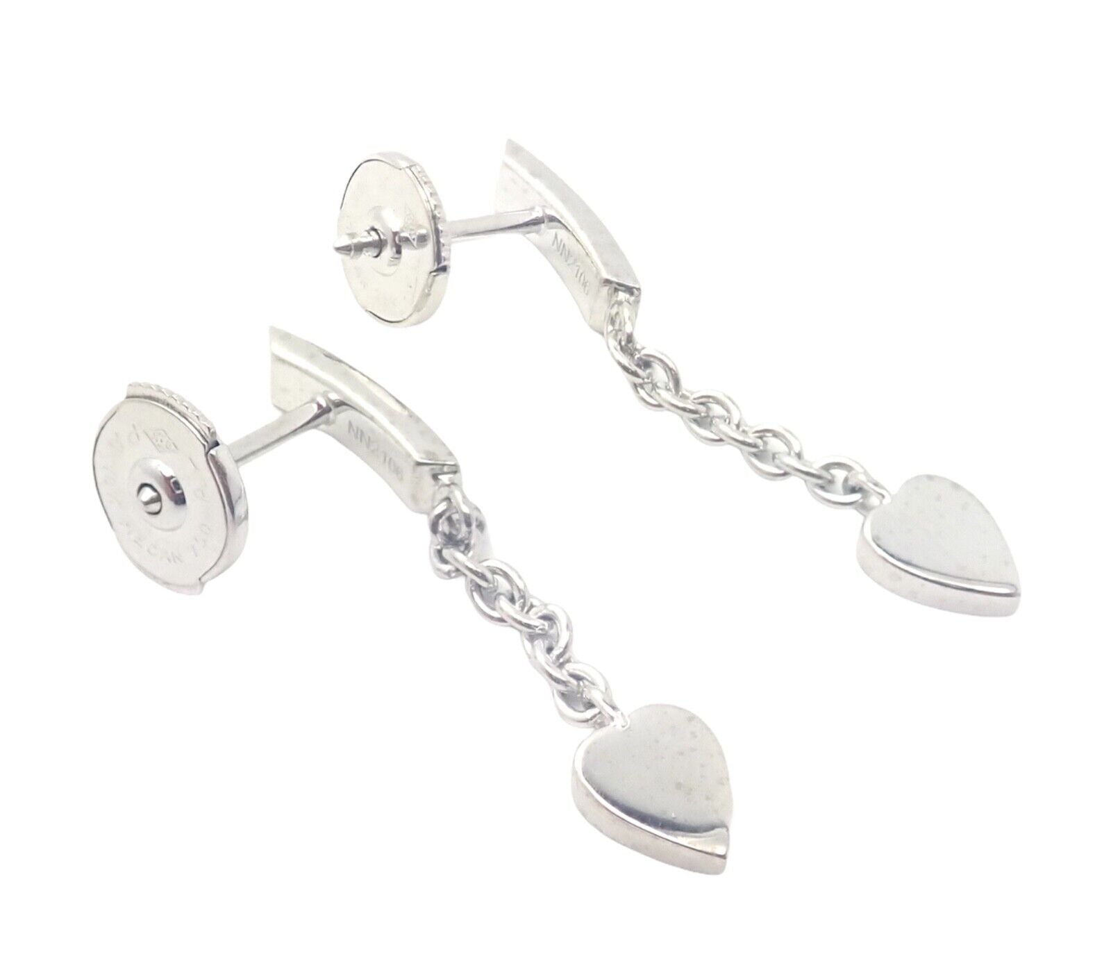 Authentic Cartier 18K White Gold Diamond Mon Amour Dangle Heart Earrings for Women - Luxury Valentine's Day Gift & Anniversary Jewelry for Her