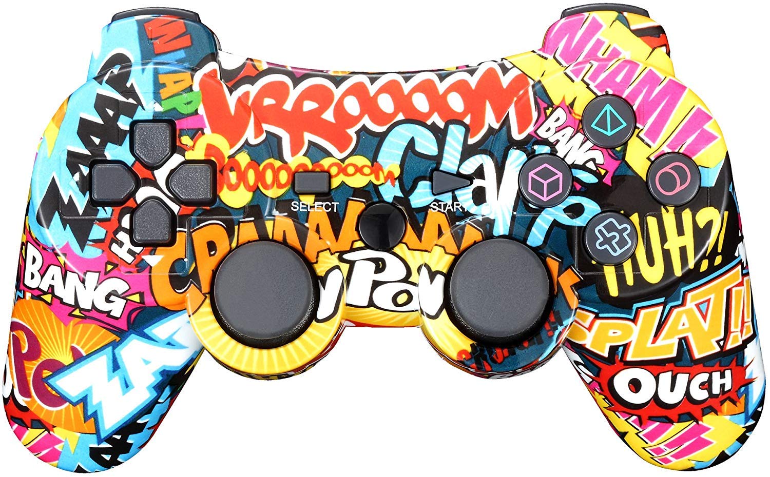 BLUELAKE Wireless Bluetooth Controller for PS3 - Dual Shock Gamepad with Charging Cable, Compatible with Playstation 3 (Graffiti Design) - Perfect for Gaming, Streaming & Retro Console Play