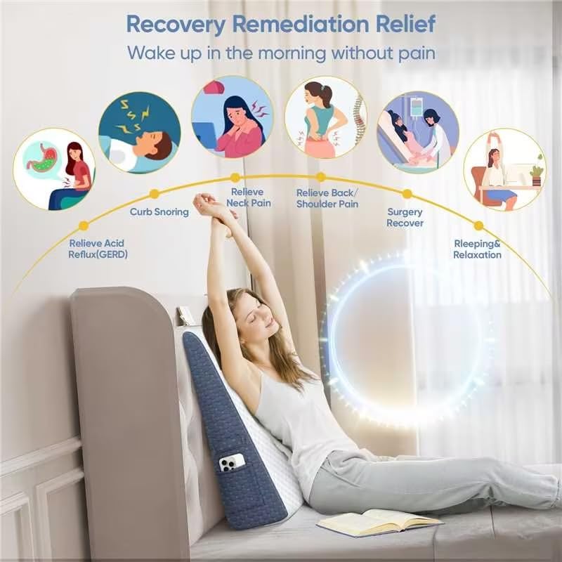 2024 7.5'' Wedge Pillow for Sleep Apnea & Acid Reflux Relief - Cooling Memory Foam Bed Wedge with Washable Cover for GERD, Heartburn & Neck Pain - Perfect for Back Sleepers & Post-Surgery Recovery