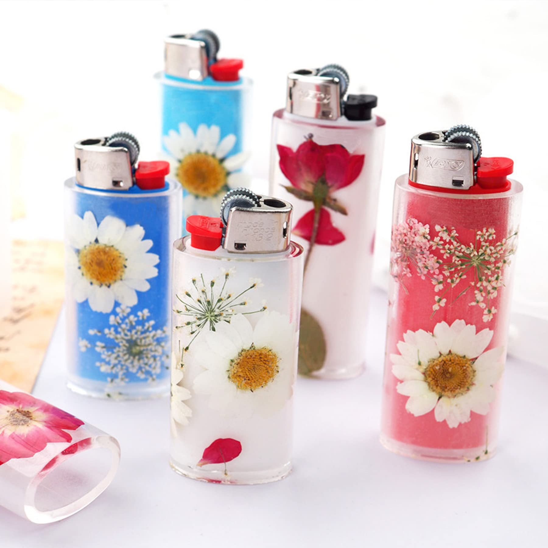 Cayway 10 PCS Lighter Case Resin Molds Set - 3 PCS Epoxy Resin Casting Molds with Sequins & Dried Flowers for DIY Crafts, Jewelry Making, and Unique Gift Ideas - Perfect for Home Decor, Party Favors, and Personalized Accessories
