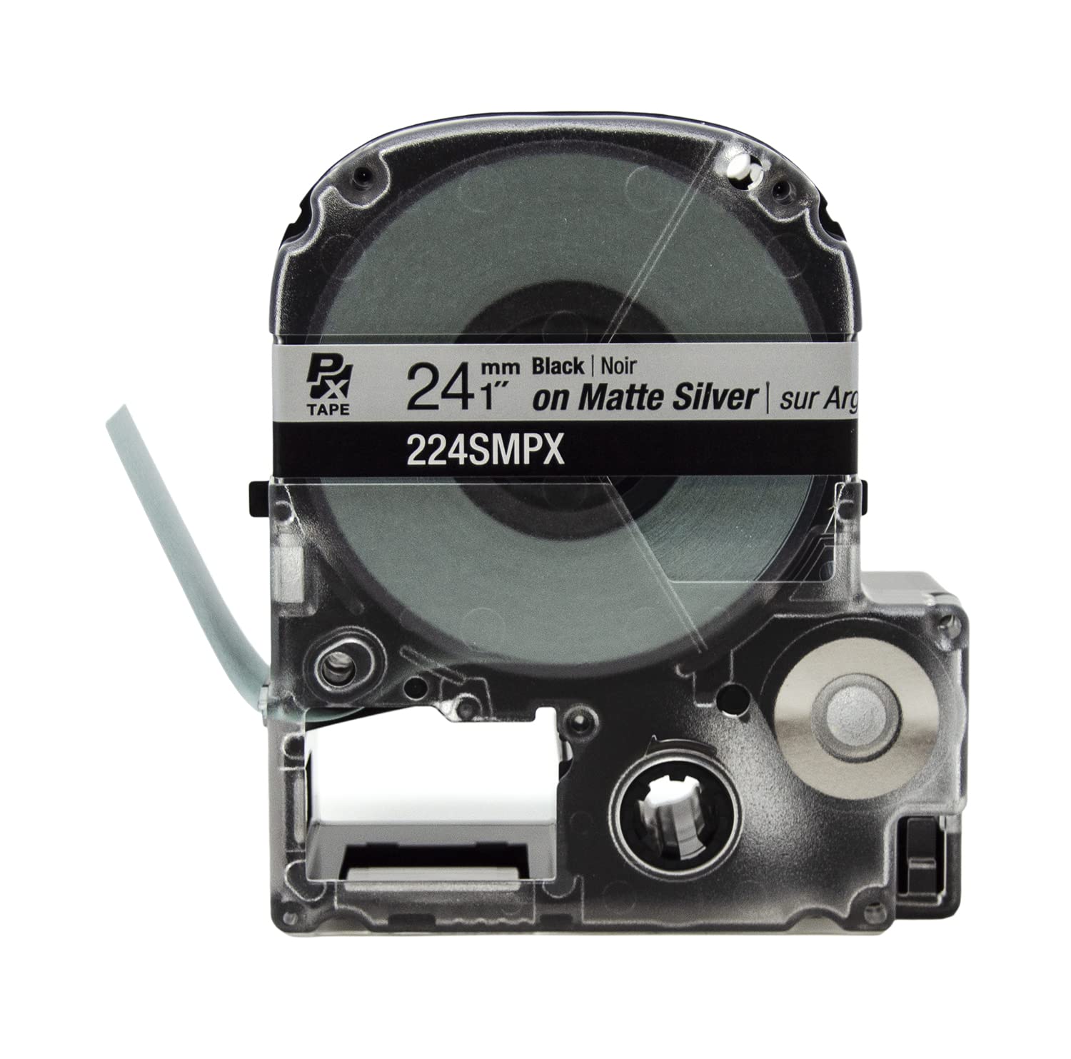 Epson LABELWORKS 224SMPX PET (Polyester) Tape Cartridge - Black on Silver Matte Label Maker Tape - 1