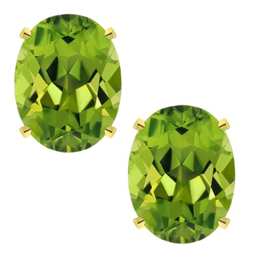 2.60 Ct Oval 8X6MM Green Peridot Gold Plated Stud Earrings for Women | Gemstone Jewelry Gift for Birthday, Anniversary & Special Occasions