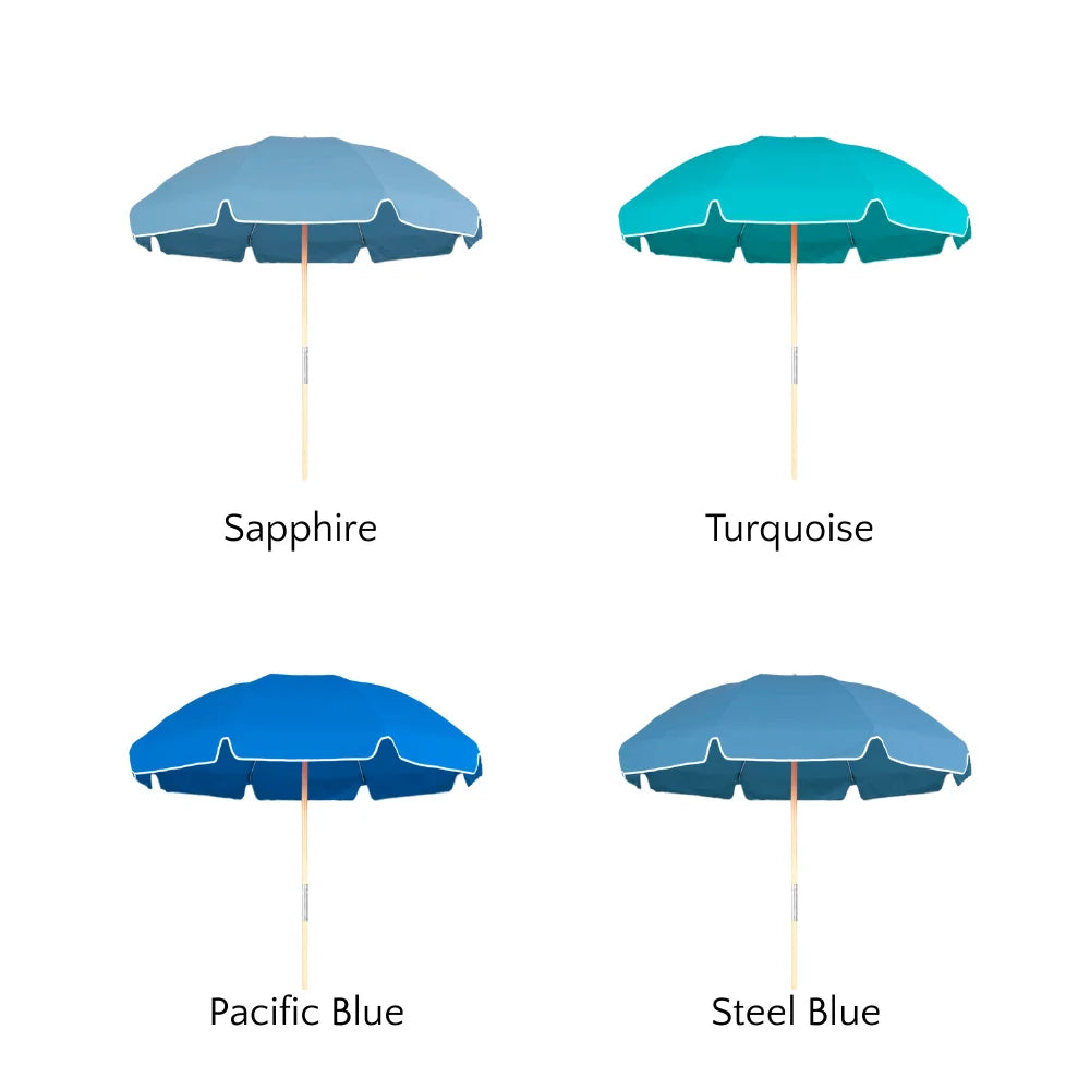 7.5' Classic 8 Rib Round Beach Umbrella - UV Protection Sun Shade for Pool, Patio, Backyard, and Outdoor Activities