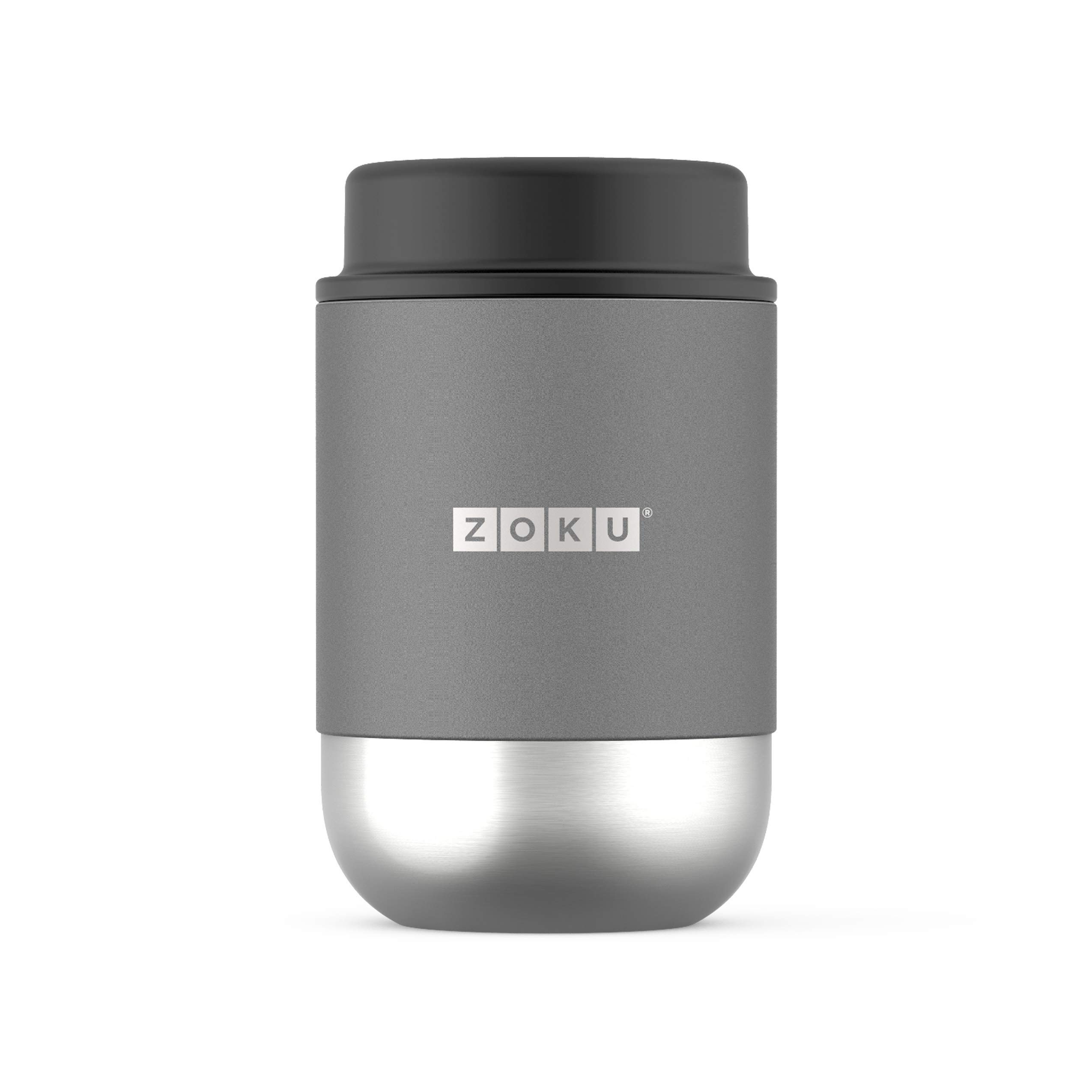 Zoku Neat Stack Food Jar 16 oz - Double-Walled Vacuum Insulated Stainless Steel Container, BPA-Free & Leak Proof - Perfect for Lunch, Office, School, Travel & Outdoor Activities - Silver