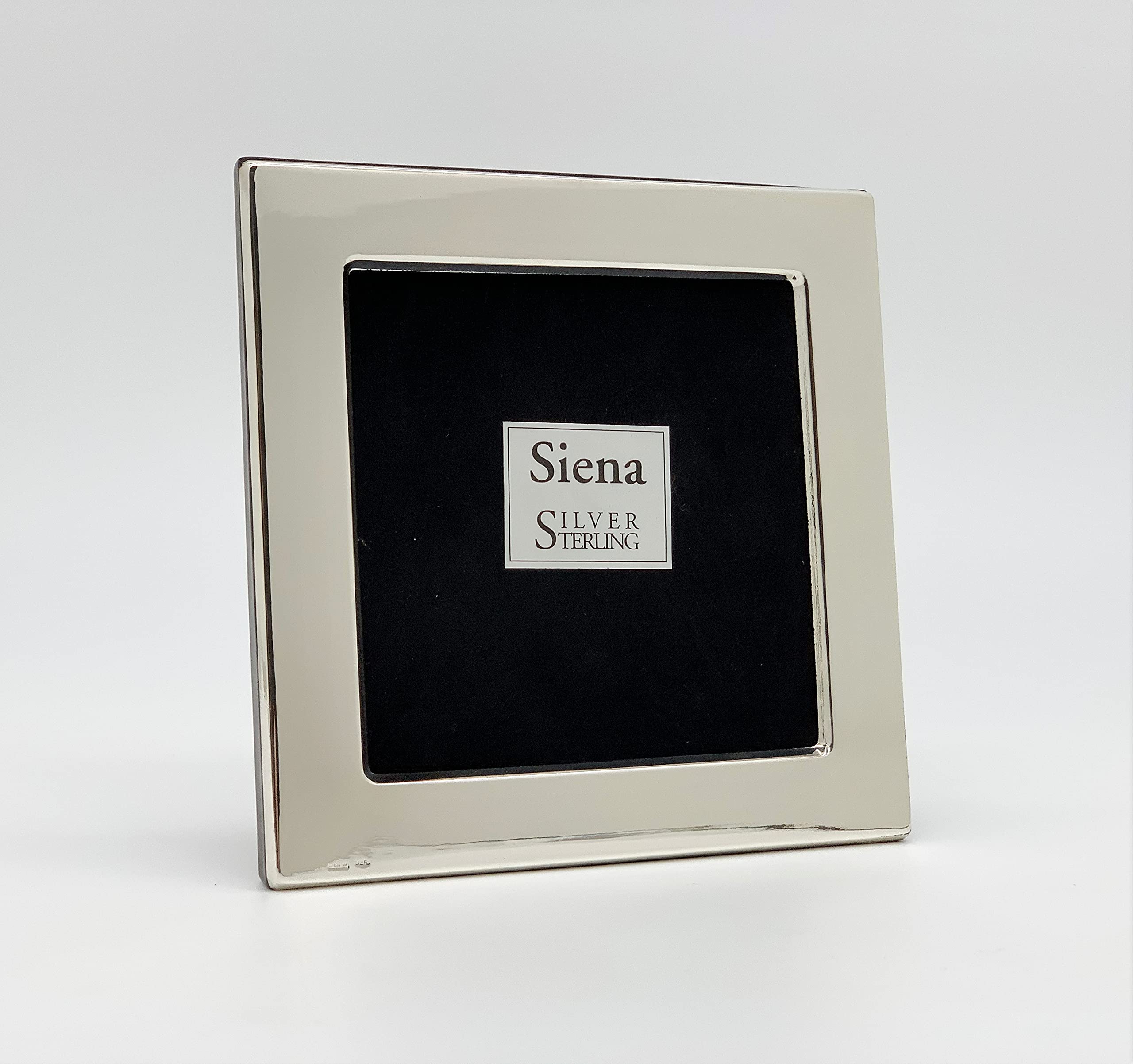 Siena 3x3 Wide Plain Silver Deco Picture Frame - Premium 925 Sterling Silver Photo Frame for Wall Display, Tabletop Decor, Wedding Photos & Gift Giving