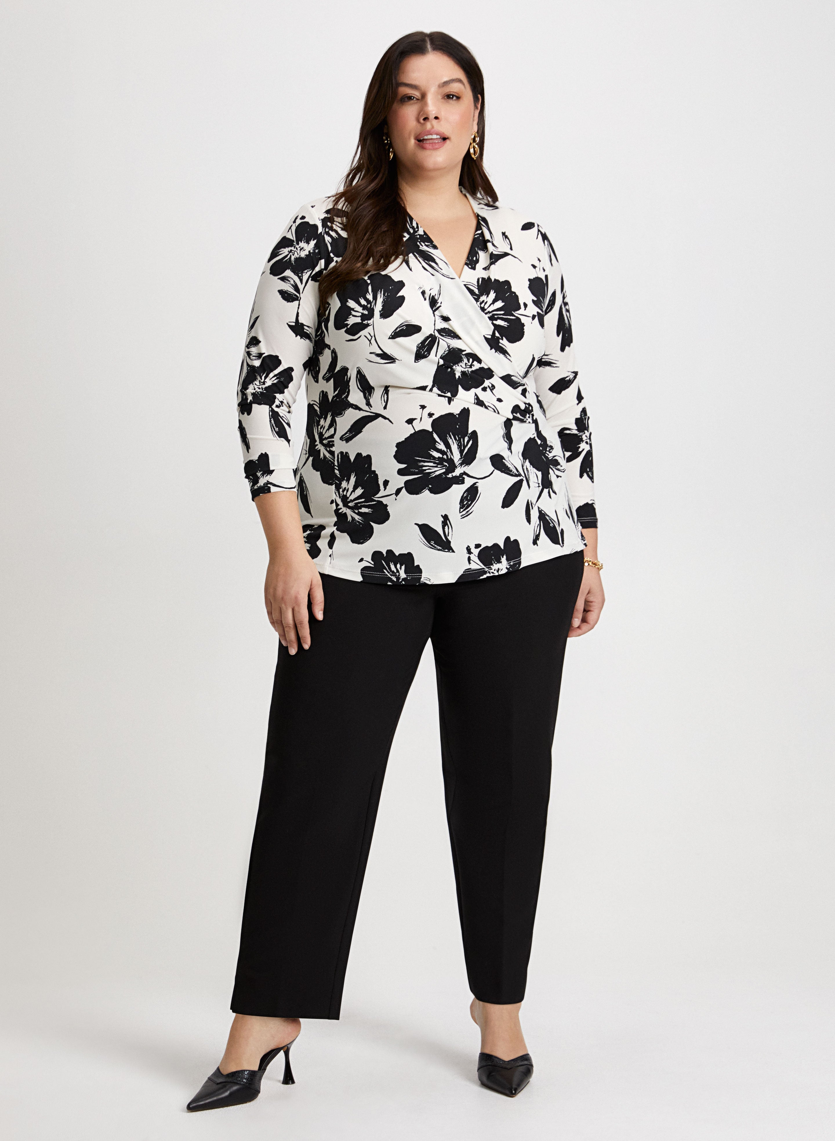 Floral Print Blouse & Slim Fit Pants Set for Women - Elegant Office Wear & Spring Outfits