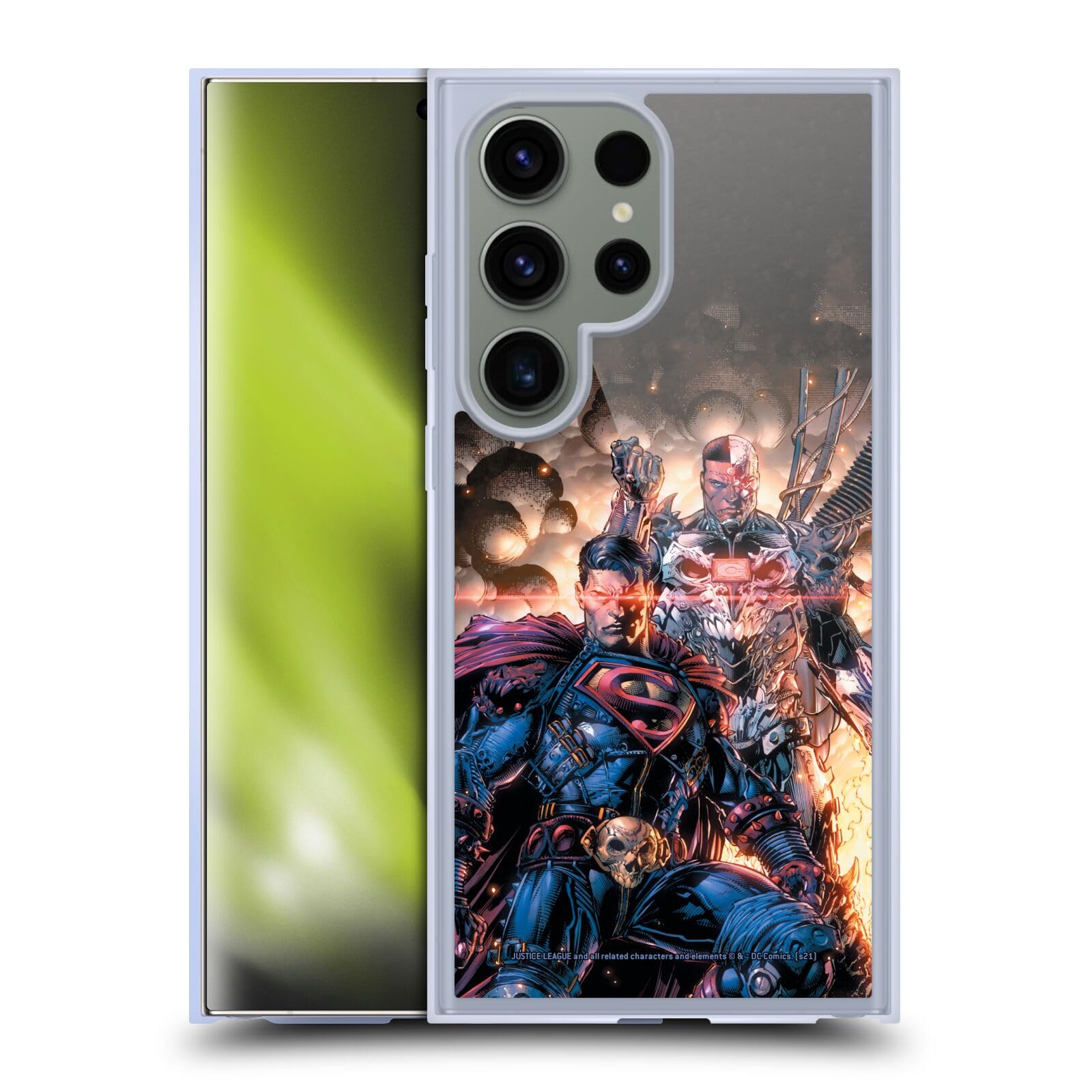 Official Justice League DC Comics Dark Nights Metal #3 Cyborg Soft Gel Case for Samsung Galaxy S24 Ultra 5G with MagSafe - Durable Comic Book Cover Protection for Everyday Use & Superhero Fans