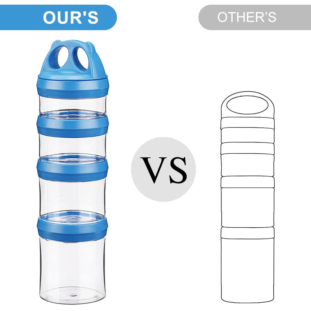 Besthouse 4-Piece Twist Lock Stackable Food Storage Containers - 31oz BPA-Free Snack Jars for Milk Powder, Protein Powder, Nuts & Travel Essentials (Blue) - Perfect for Kitchen Pantry, Baby Formula Storage & On-the-Go Snacks
