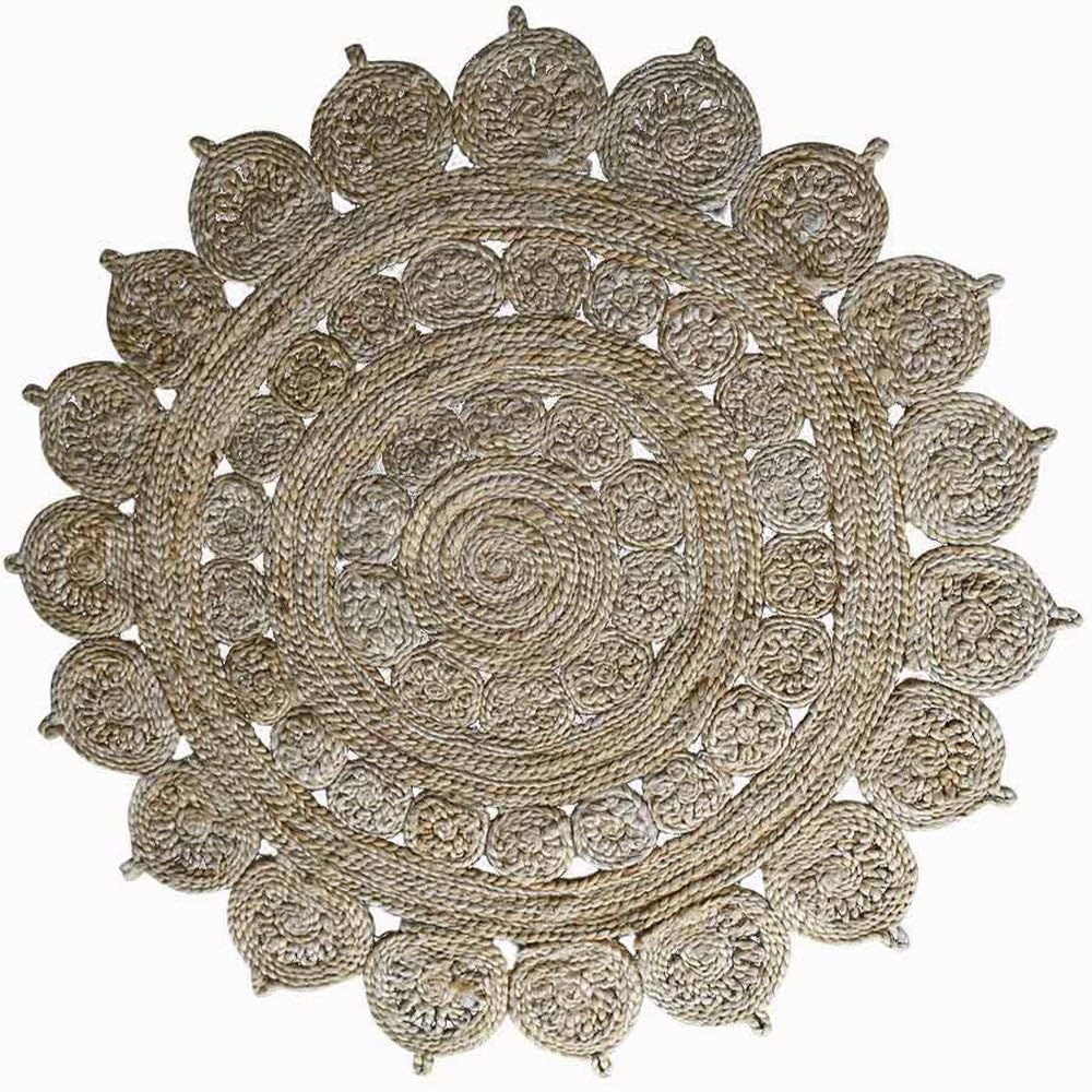 Hand Woven Jute Eco-Friendly Round Oriental Area Rug - 6'7