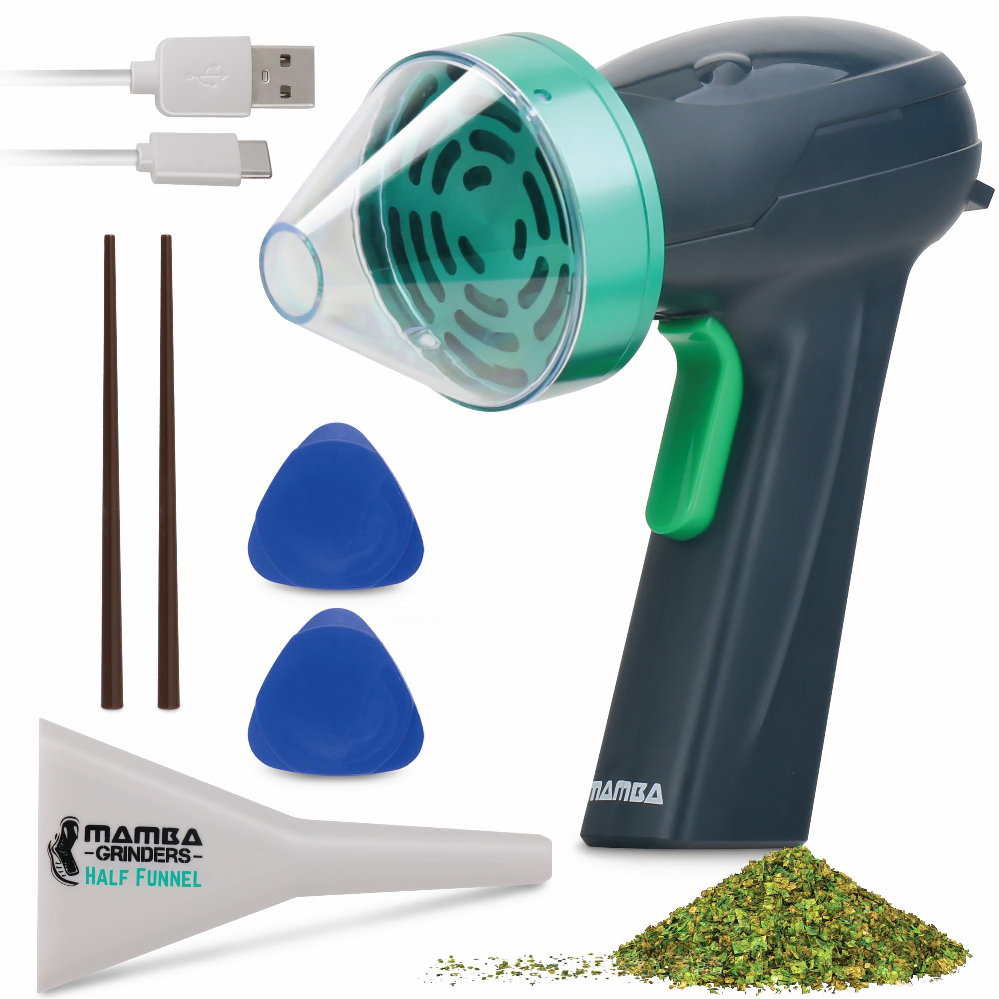 Premium Mamba Monster 3.5g Green USB Rechargeable Electric Herb Grinder - Large Capacity Portable Metal Spice Mill for Kitchen, Cooking & Baking - Perfect for Grinding Herbs, Spices, Coffee Beans & More