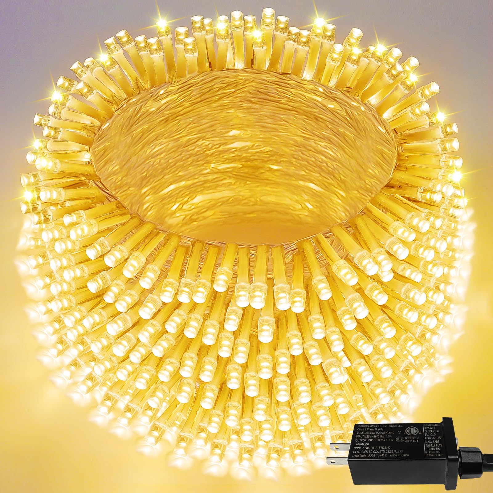 300LED Extra-Long Christmas Lights Outdoor Indoor - Waterproof Warm White String Lights with 8 Modes for Bedroom, Home, Party, Wedding & Garden Decor | Perfect for Holiday Decorations, Cozy Ambiance & Special Events