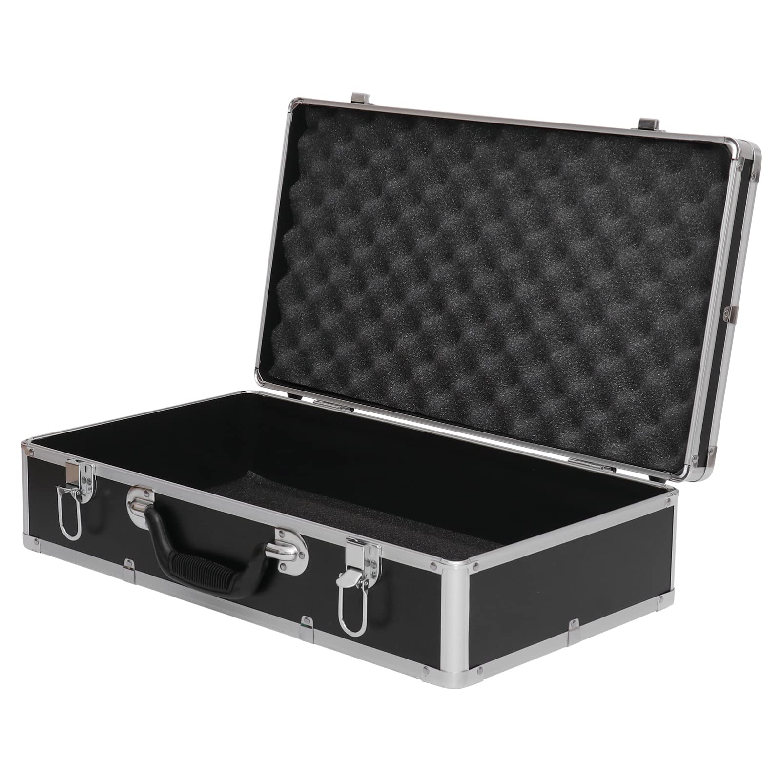 DOITOOL Heavy Duty Aluminum Tool Box with Padded Foam - Lockable Portable Storage Case for Measurement Instruments (500 x 280 x 130mm, Black) - Perfect for Engineers, Technicians & DIY Projects