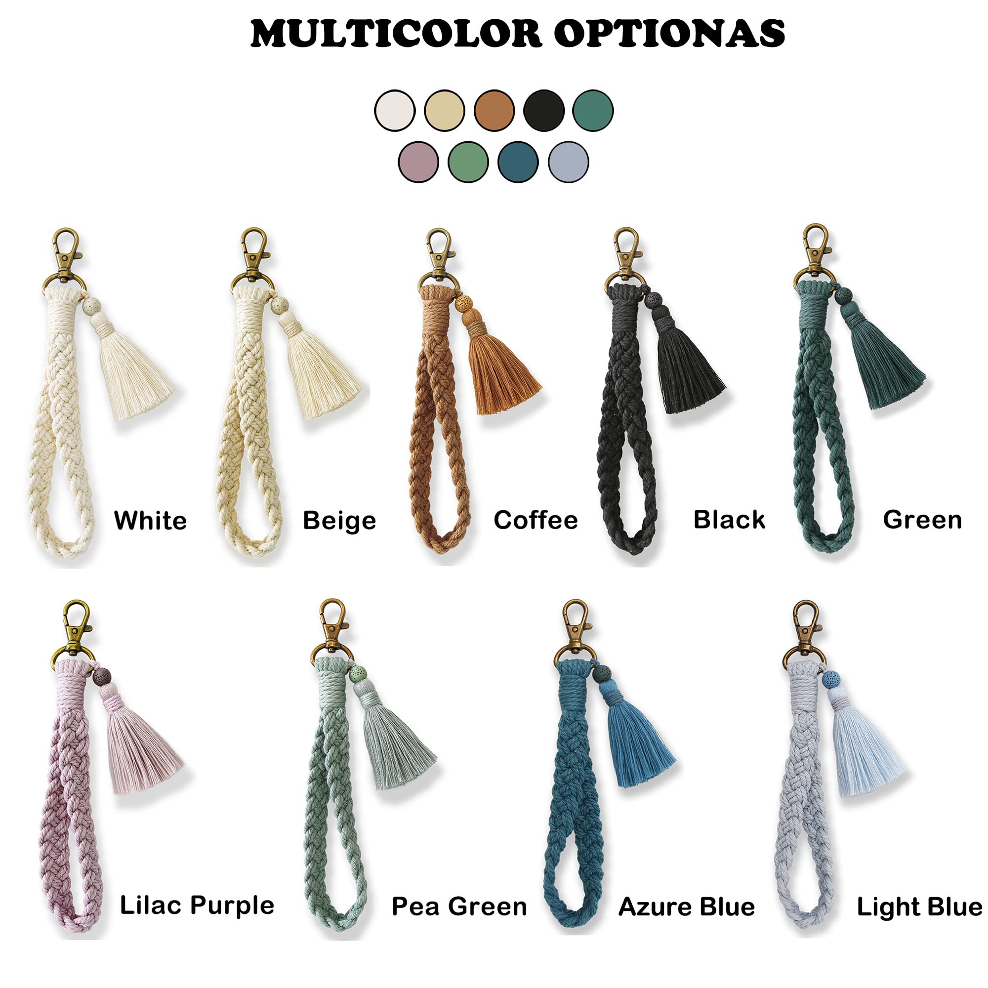 XGALBLA Soft Macrame Keychain - Boho Handmade Wristlet Bracelet & Key Holder for Women - Country Style Wrist Lanyard - Perfect for Keys, ID Cards, and Everyday Carry Accessories