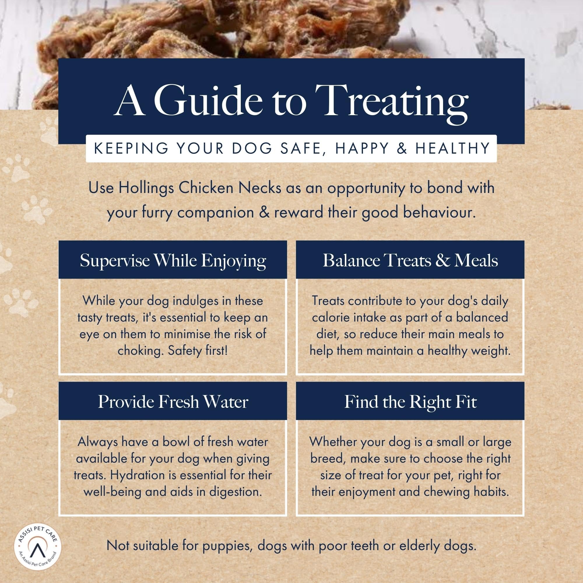 Hollings 100% Natural Air Dried Chicken Necks Dog Treats - Grain Free, High Protein Chews for Adult Dogs (120g) - Perfect for Training Rewards & Dental Health